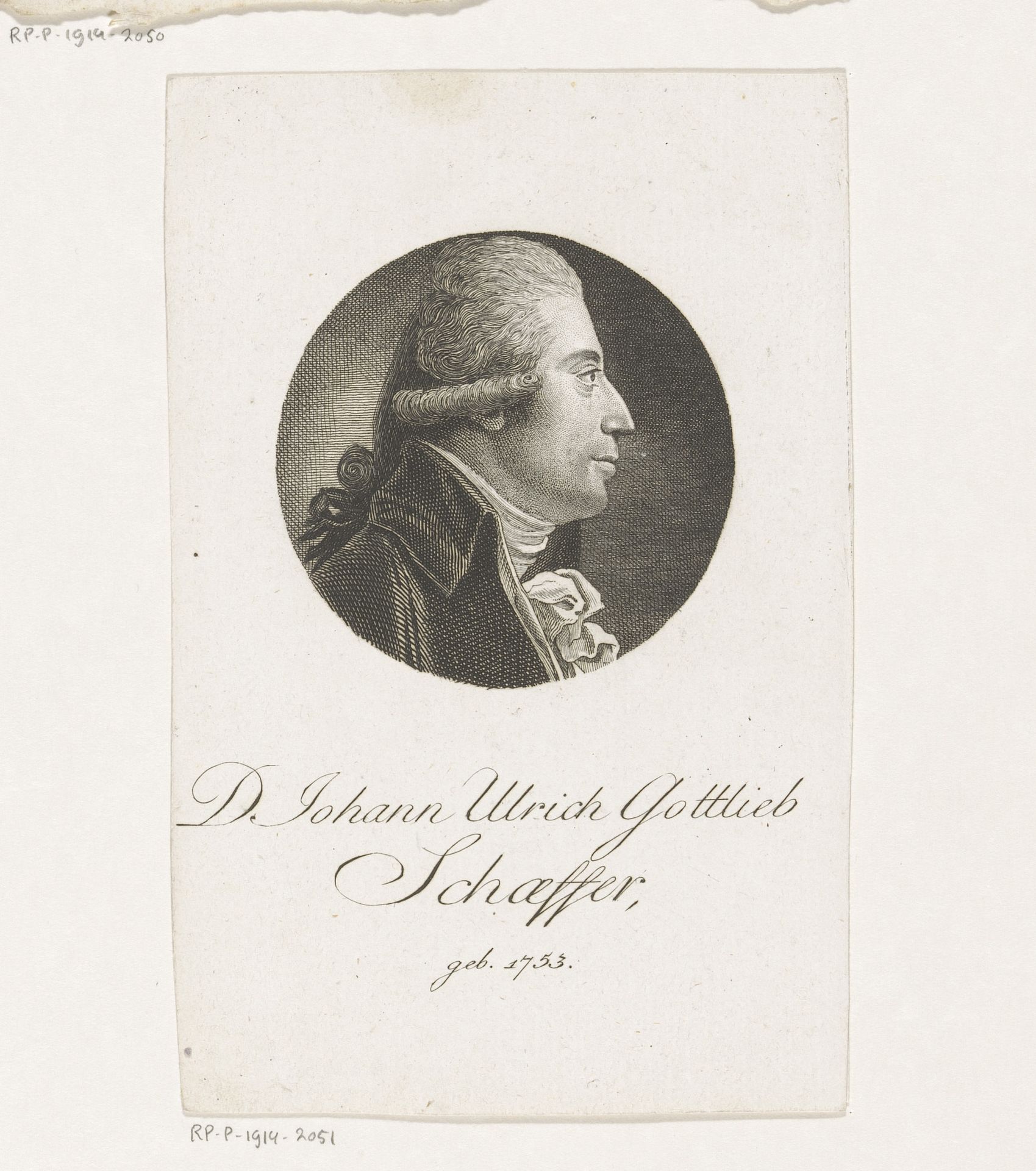 Portret van Johann Ulrich Gottlieb Schaeffer by Christoph-Wilhelm Bock