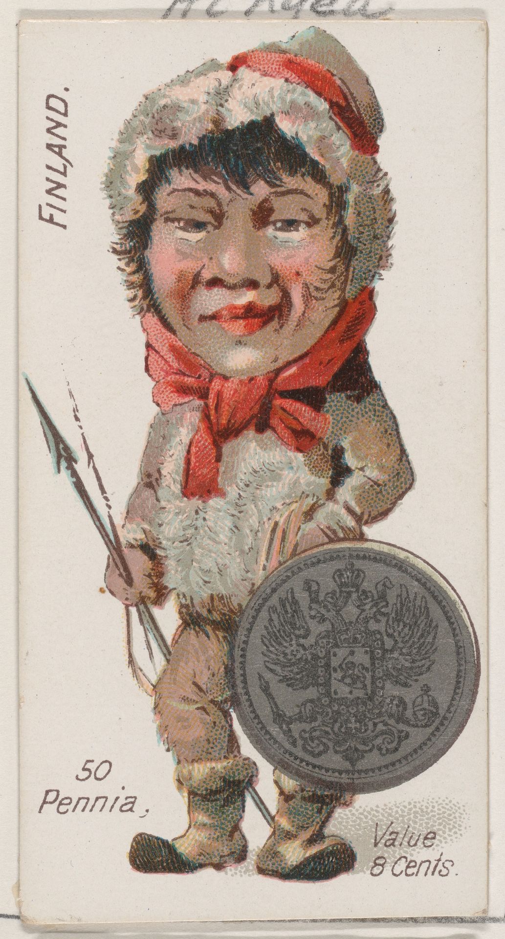 Finland, 50 Pennia, from the series Coins of All Nations (N72, variation 1) for Duke brand cigarettes by W. Duke, Sons & Co.