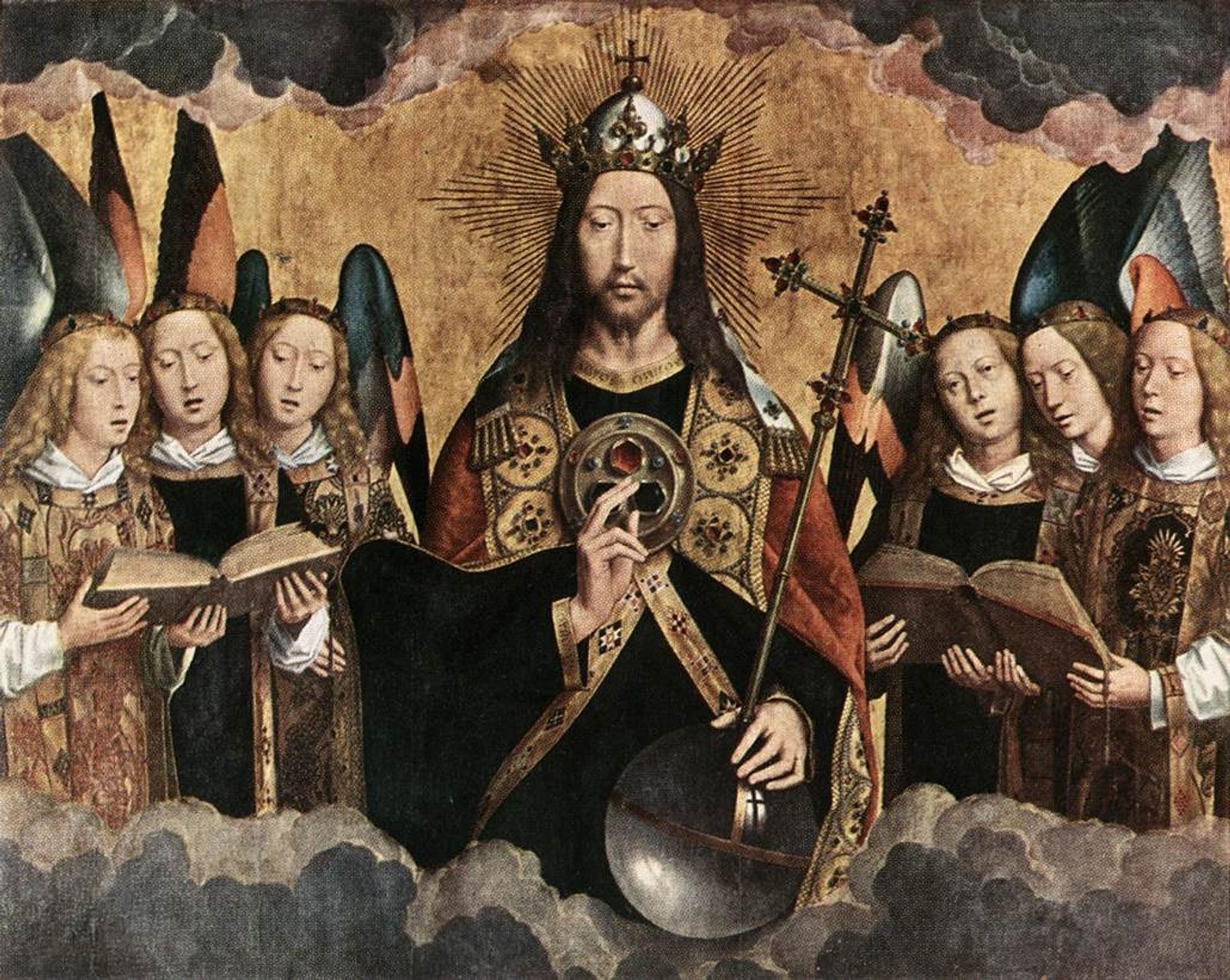 Christ Blessing, central panel from a triptych from the Church of Santa Maria la Real, Najera by Hans Memling