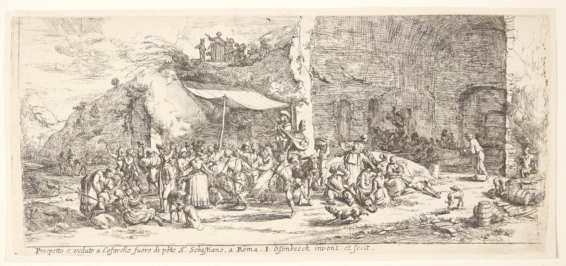 La Caffarella. Festival ved ruinerne af Egerias grotte i Rom by Jan van Ossenbeeck