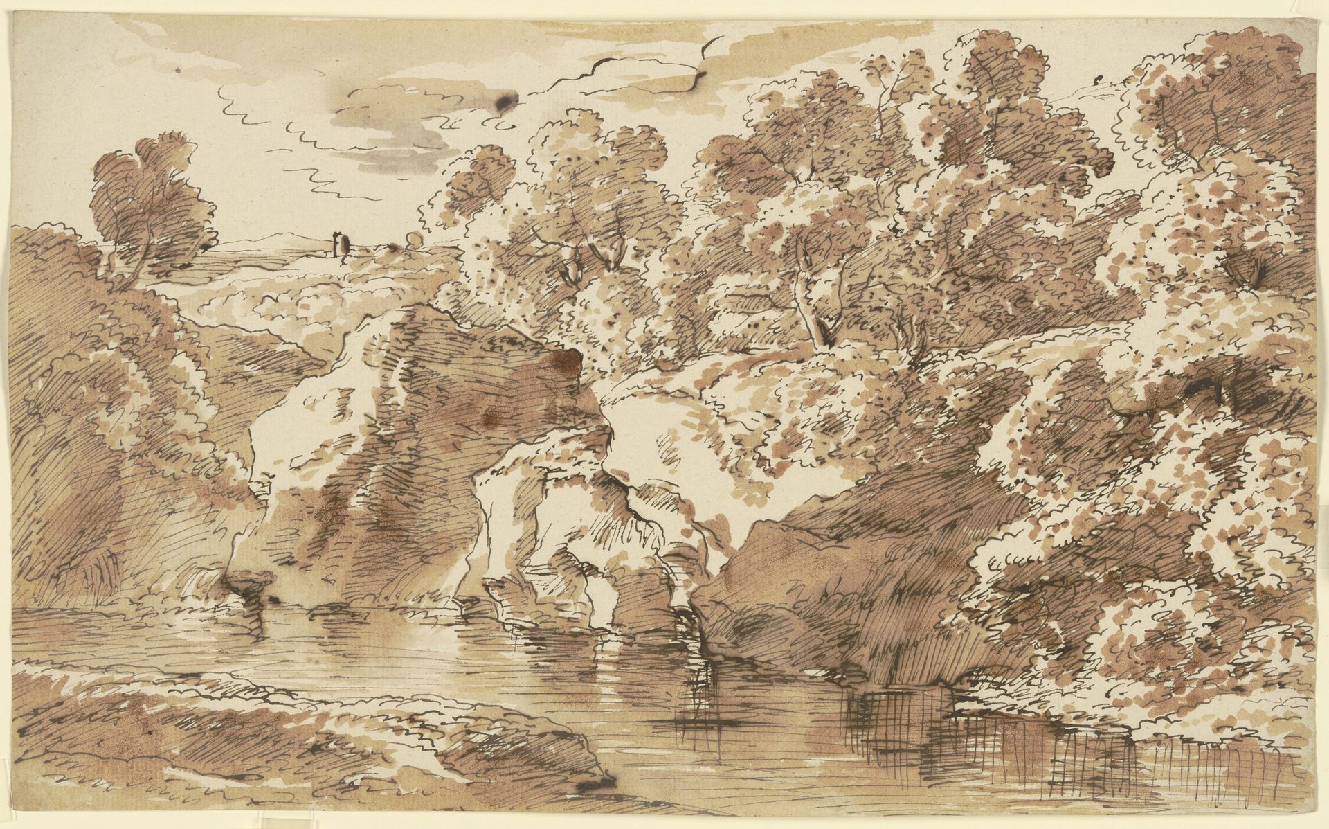 Rocky shore landscape by Franz Kobell