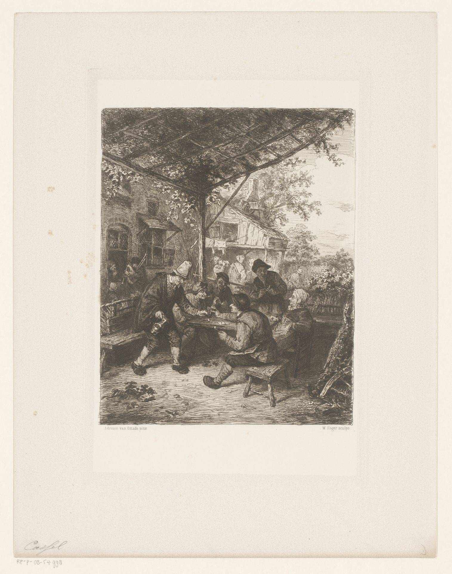 Gezelschap van kaartspelers onder een prieel by William Unger