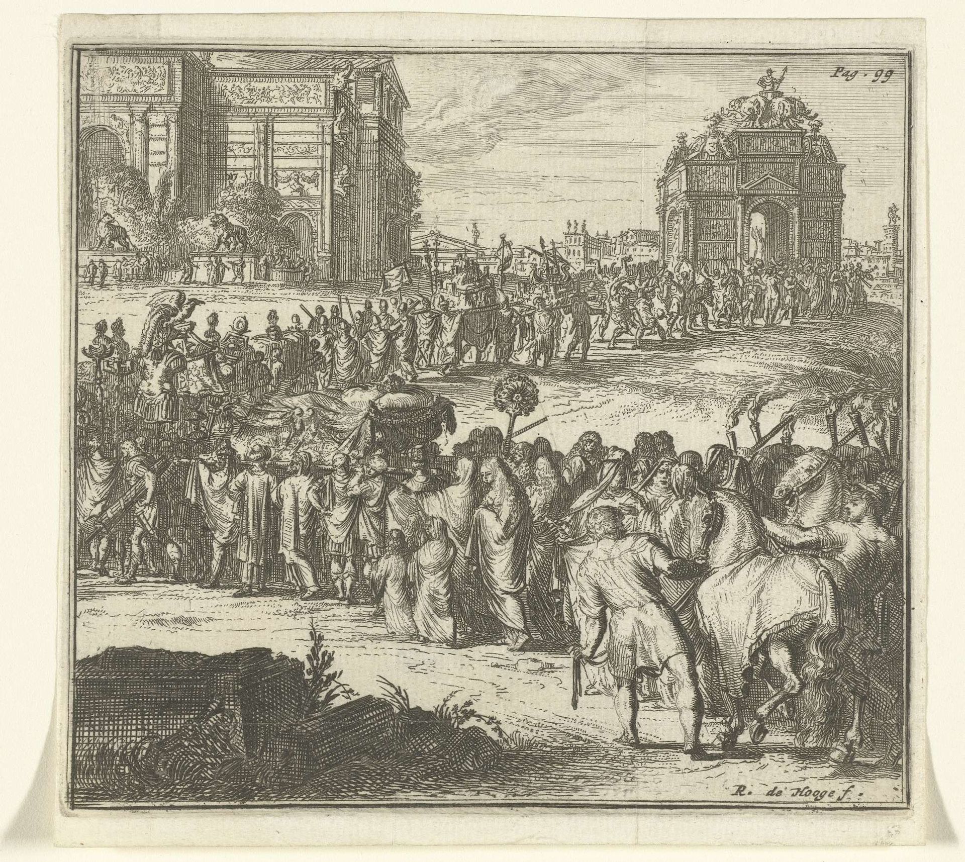 Begrafenisstoet van een Romeins veldheer by Romeyn de Hooghe