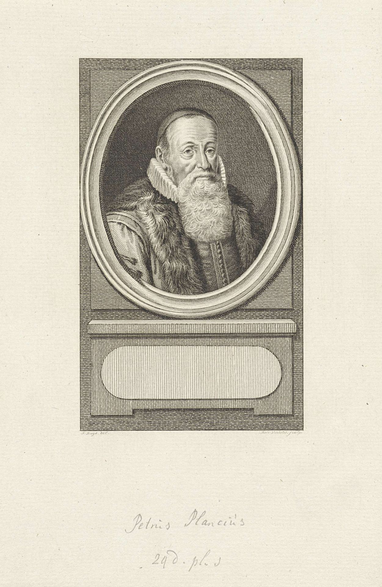 Portret van Petrus Plancius by Reinier Vinkeles