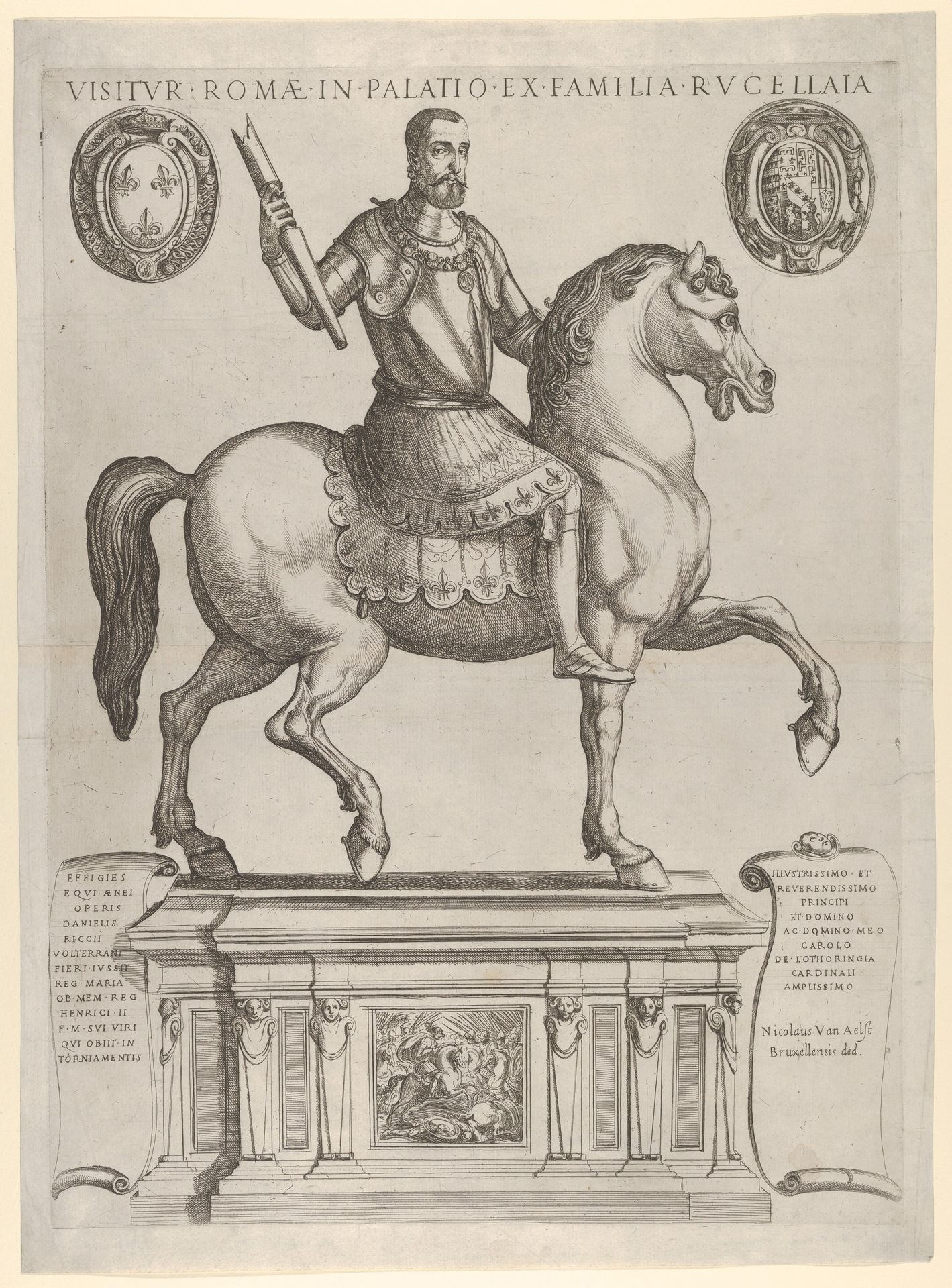 Equestrian Statue of Henry II, King of France, in the Palazzo Rucellai by Daniele de Volterra by Antonio Tempesta