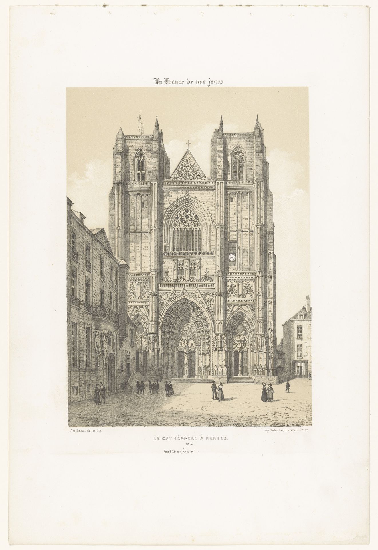 Zicht op de kathedraal van Sint-Pieter en Sint-Paulus in Nantes by Léon Auguste Asselineau