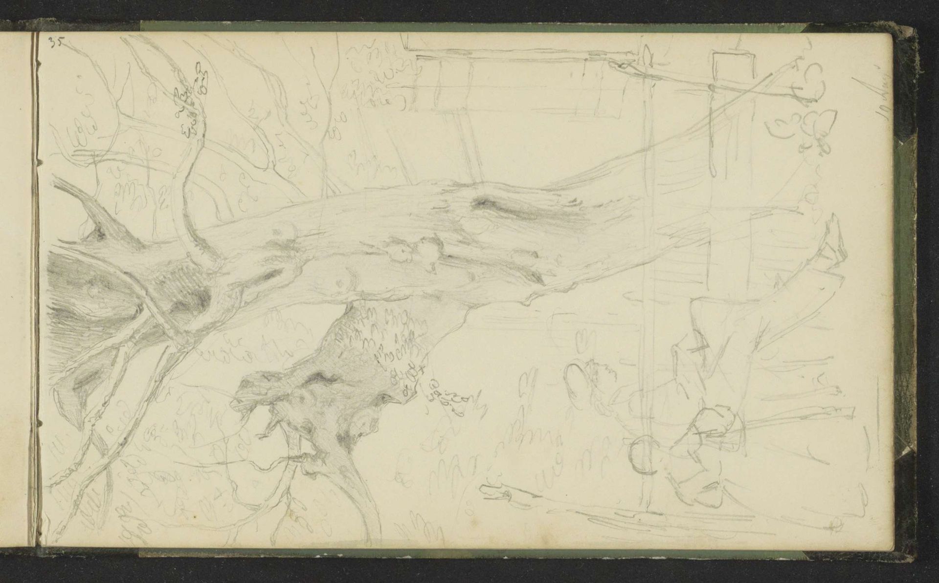 Twee figuren onder een boom in een tuin by Hendrik Abraham Klinkhamer
