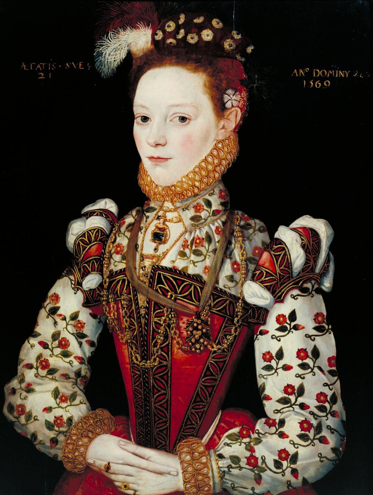 A Young Lady Aged 21, Possibly Helena Snakenborg, Later Marchioness of Northampton by British School 16th century