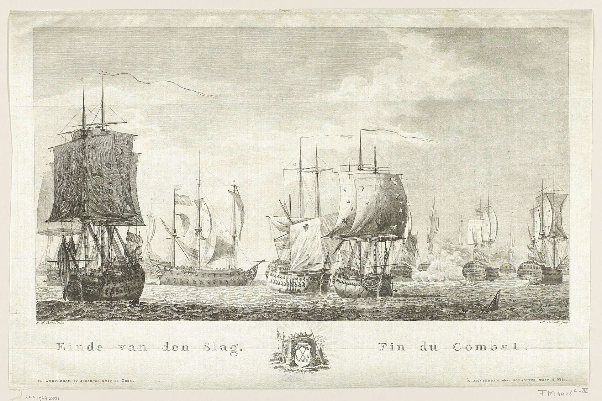 Einde van de zeeslag bij Doggersbank, 1781 by Mathias de Sallieth