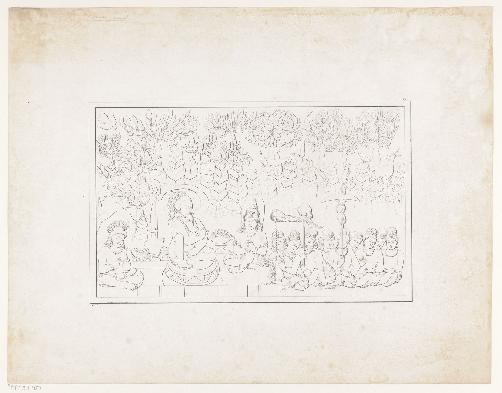 Reliëf met Boeddhistische goden, mogelijk van de tempel Candi Mendut by Andries Wiemans Cz.