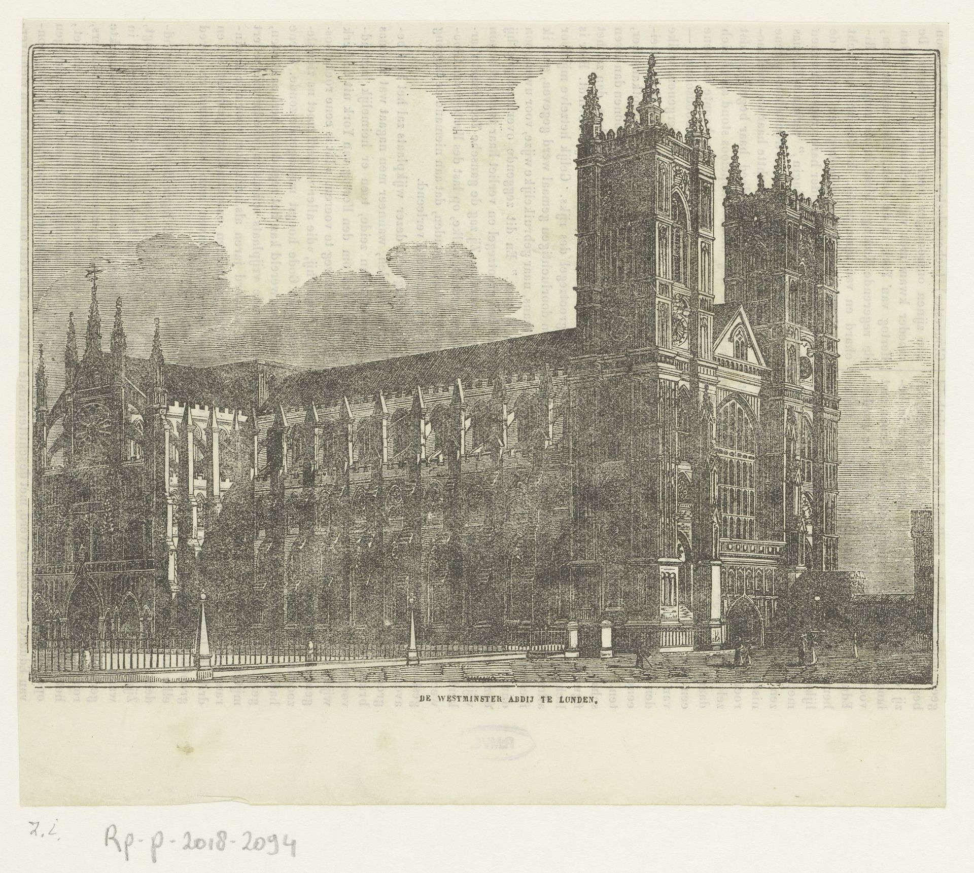 Gezicht op Westminster Abbey, te Londen by Anonymous