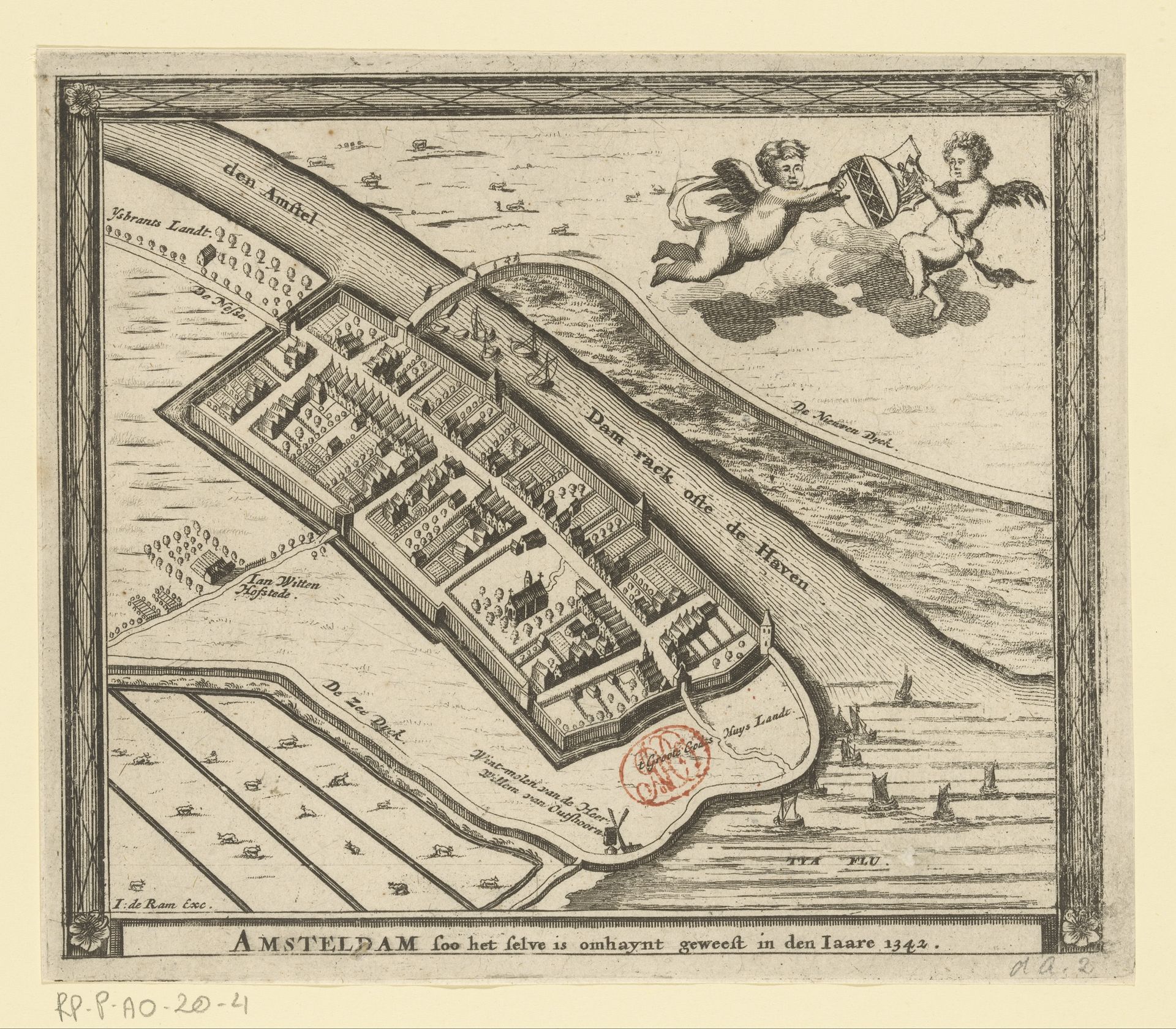 Plattegrond van Amsterdam, 1342 by Anonymous