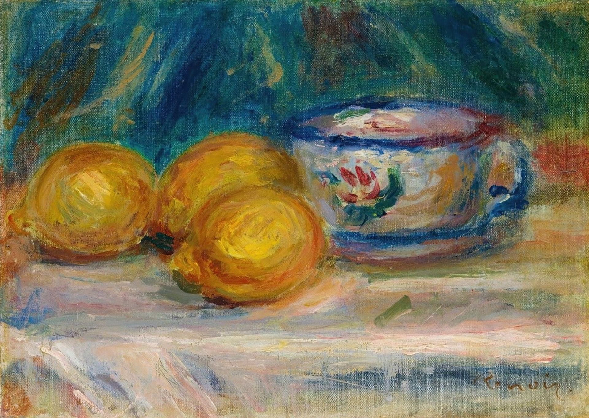Nature Morte, Trois Citrons Et Une Tasse by Pierre-Auguste Renoir