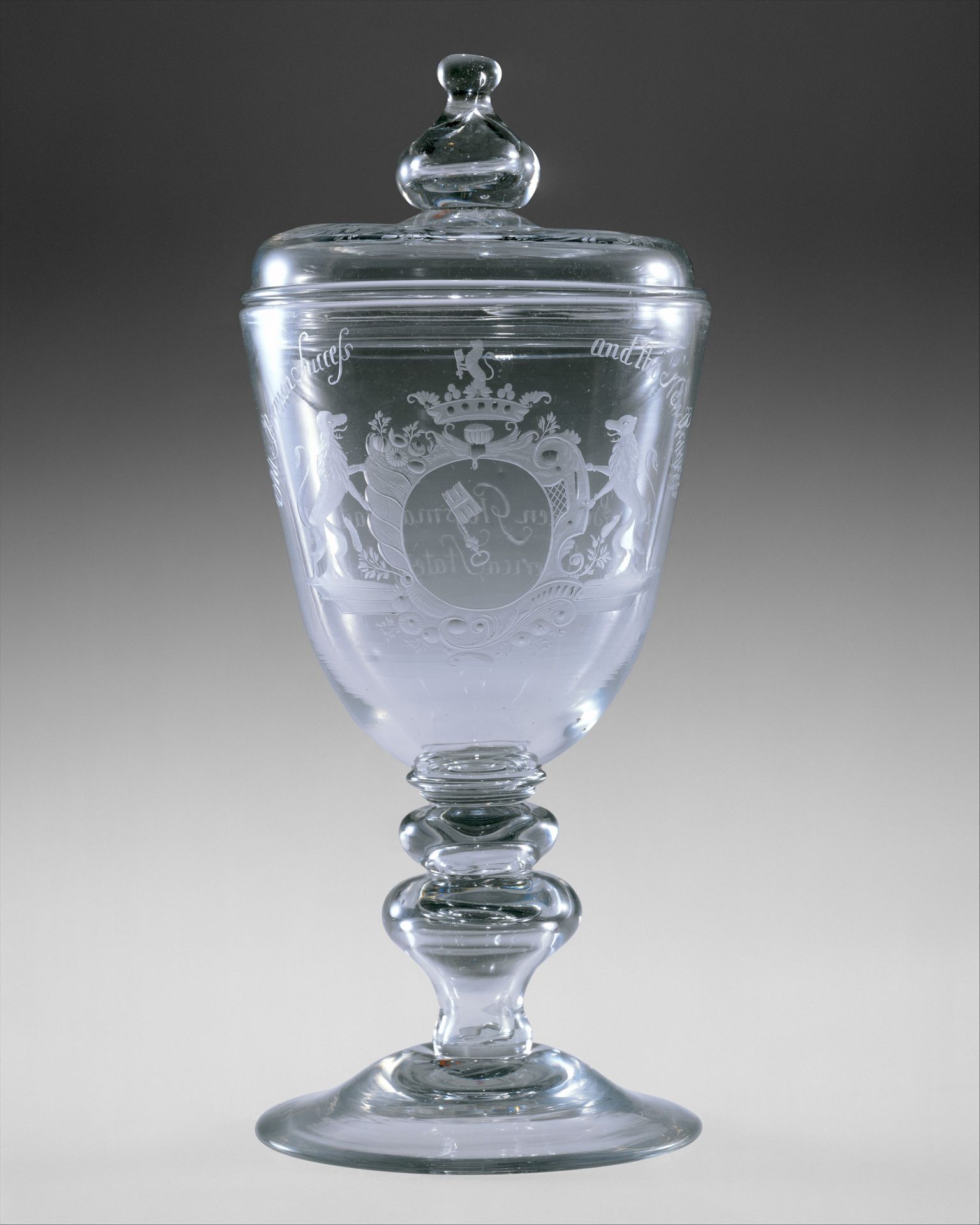 Covered goblet by New Bremen Glass Manufactory