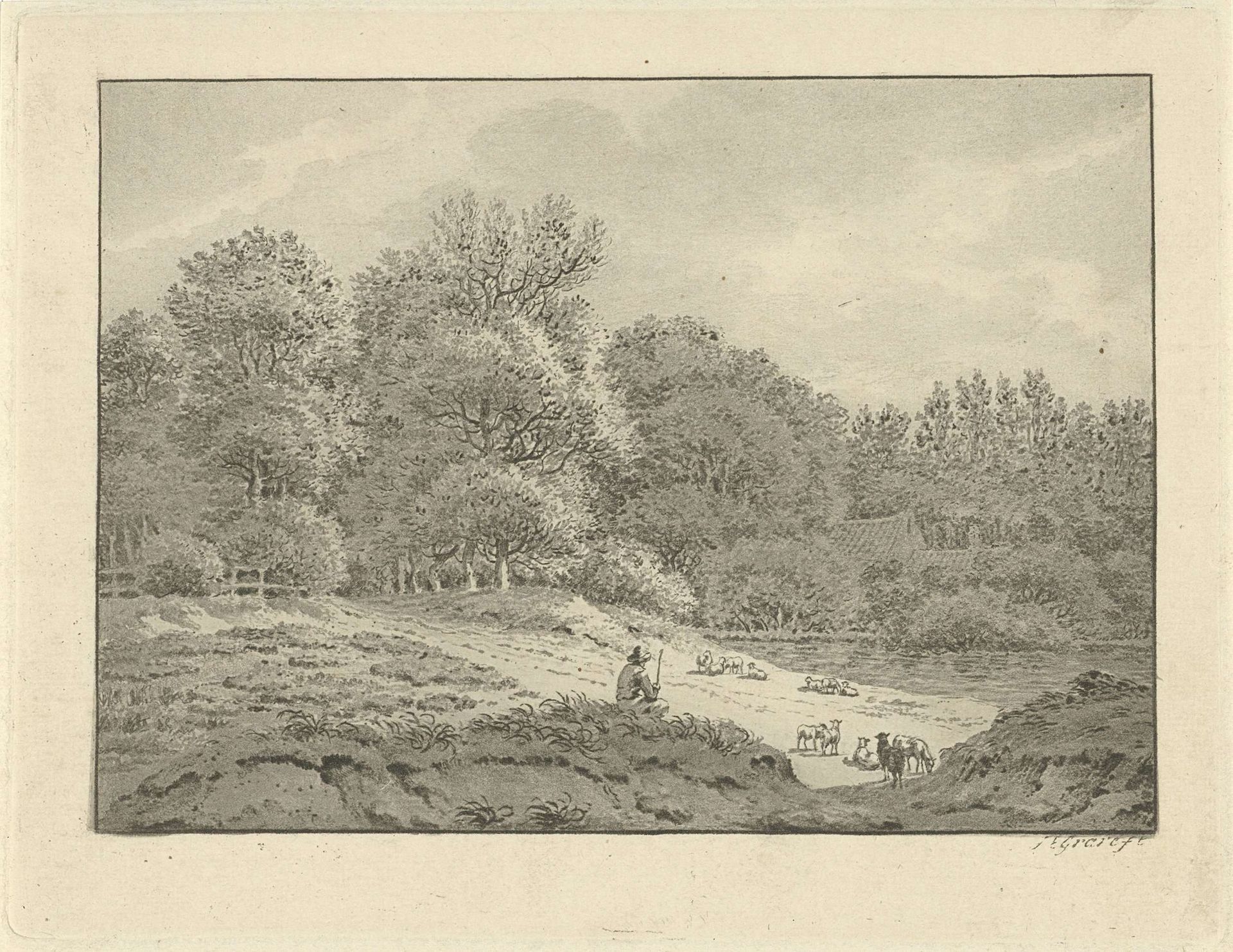Landschap bij Overveen by Jan Evert Grave