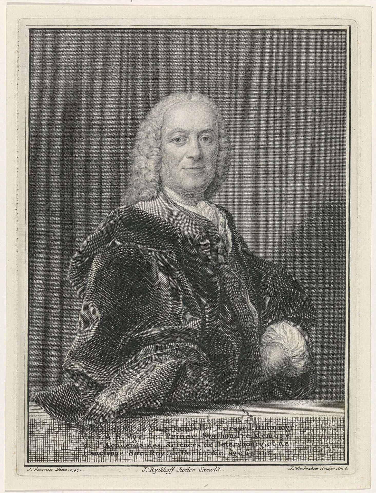 Portret van Jean Rousset de Missy by Jacob Houbraken