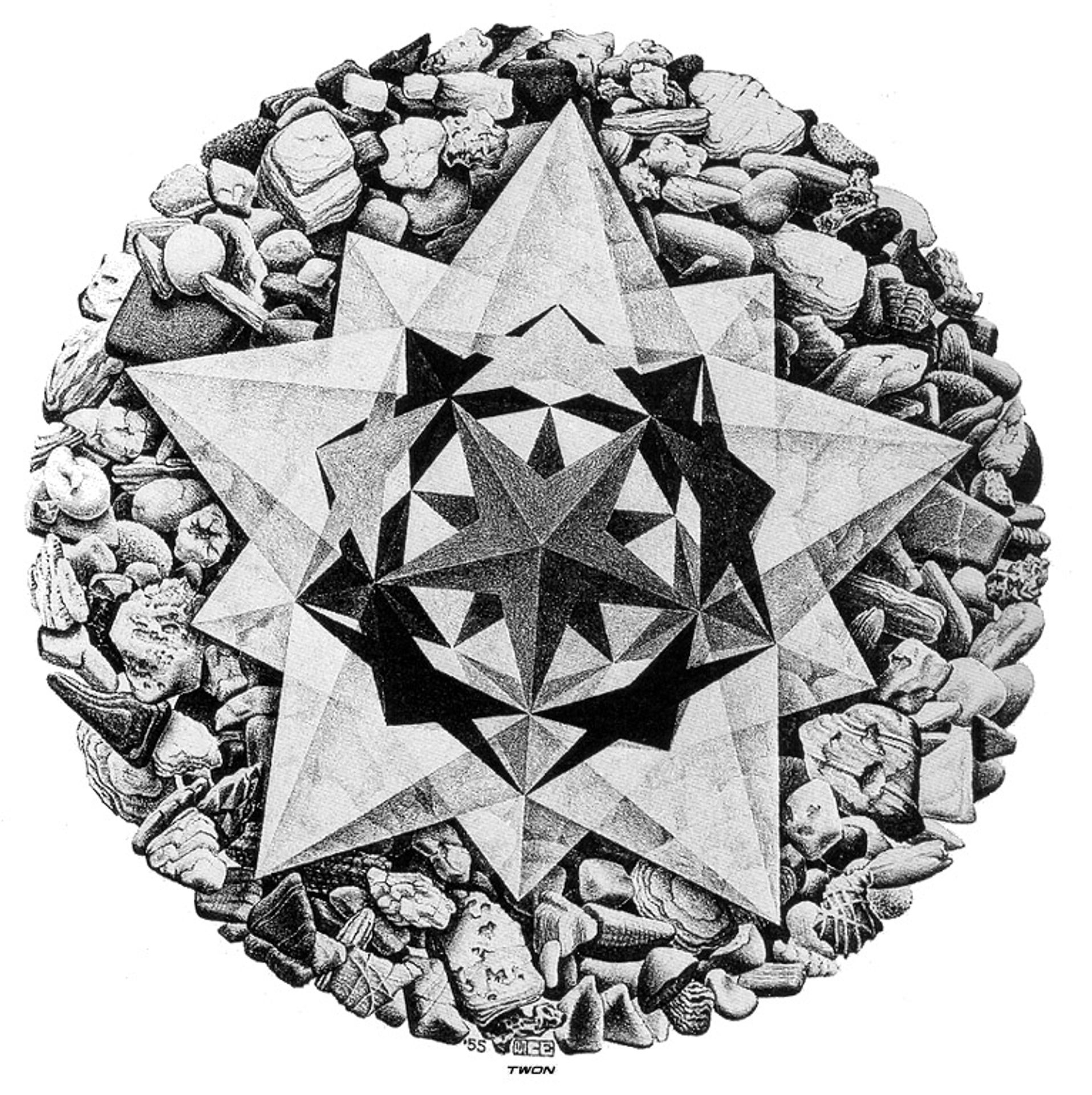 Order and Chaos II (Compass Card) by M.C. Escher