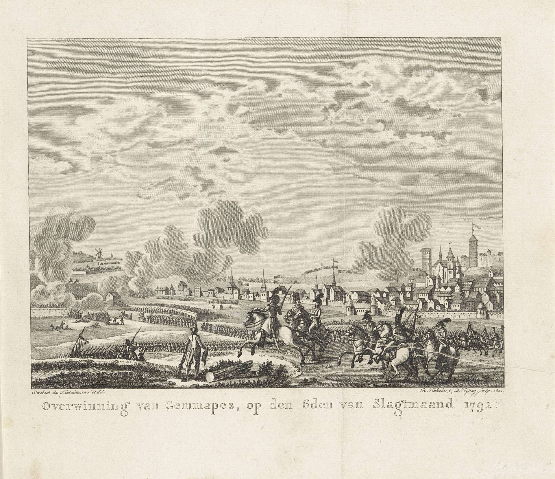Slag bij Jemappes, 1792 by Reinier Vinkeles