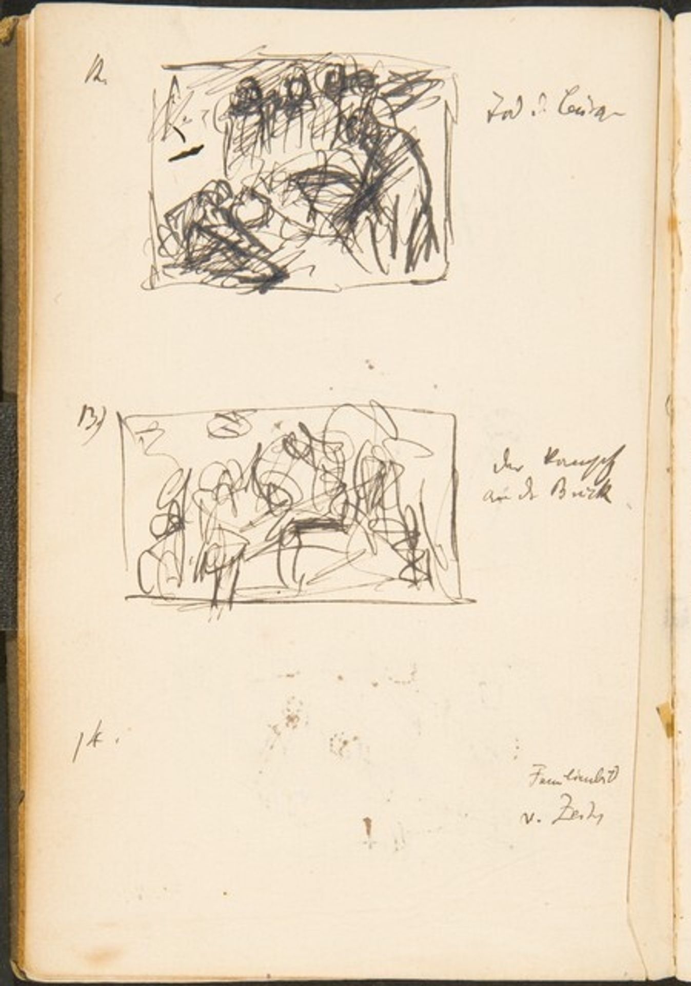 Drei kleine Skizzen mit Bezeichnung (Three Small Sketches with Inscriptions) [p. 49] by Max Beckmann