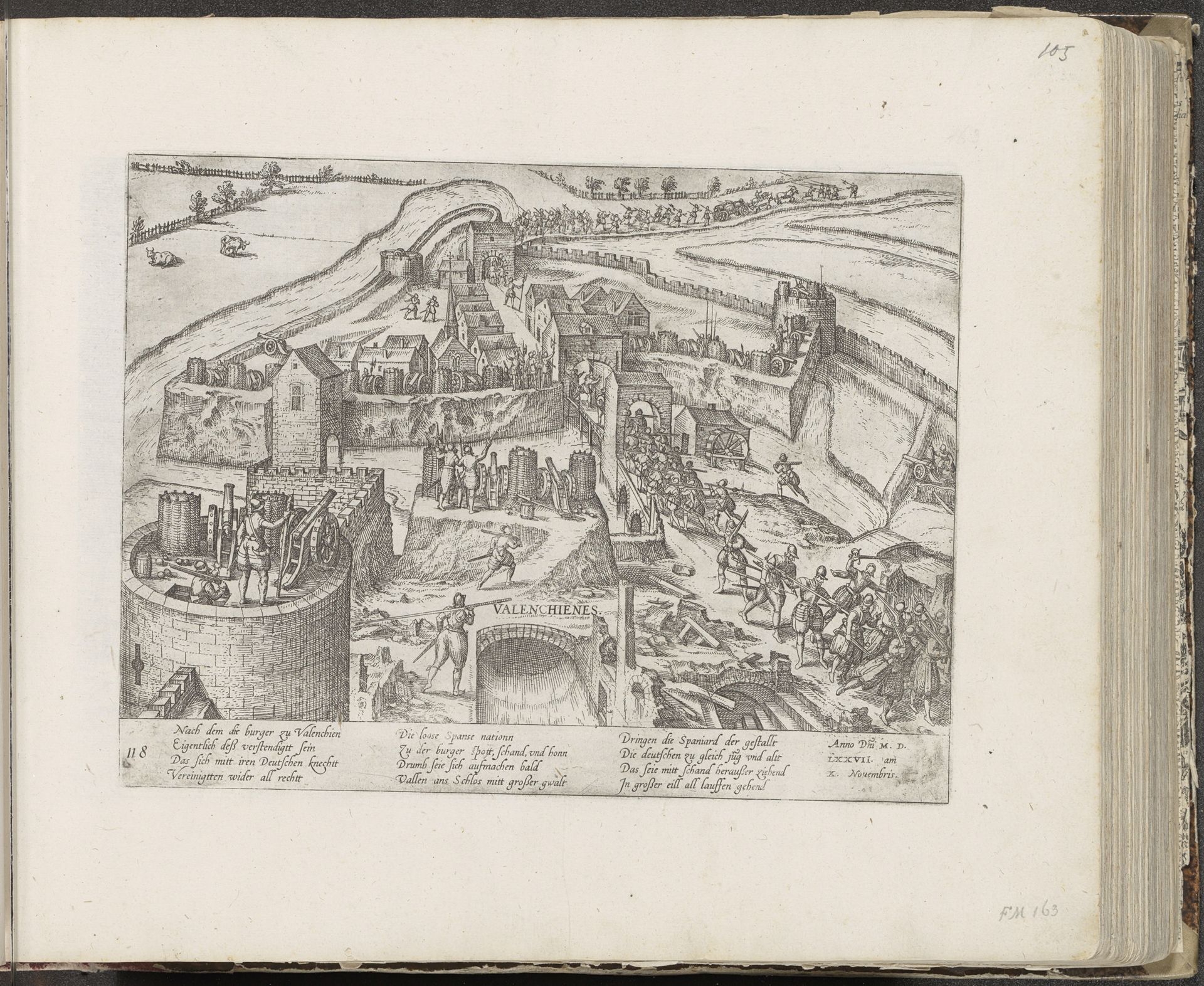 Bevrijding van Valenciennes, 1576 by Frans Hogenberg