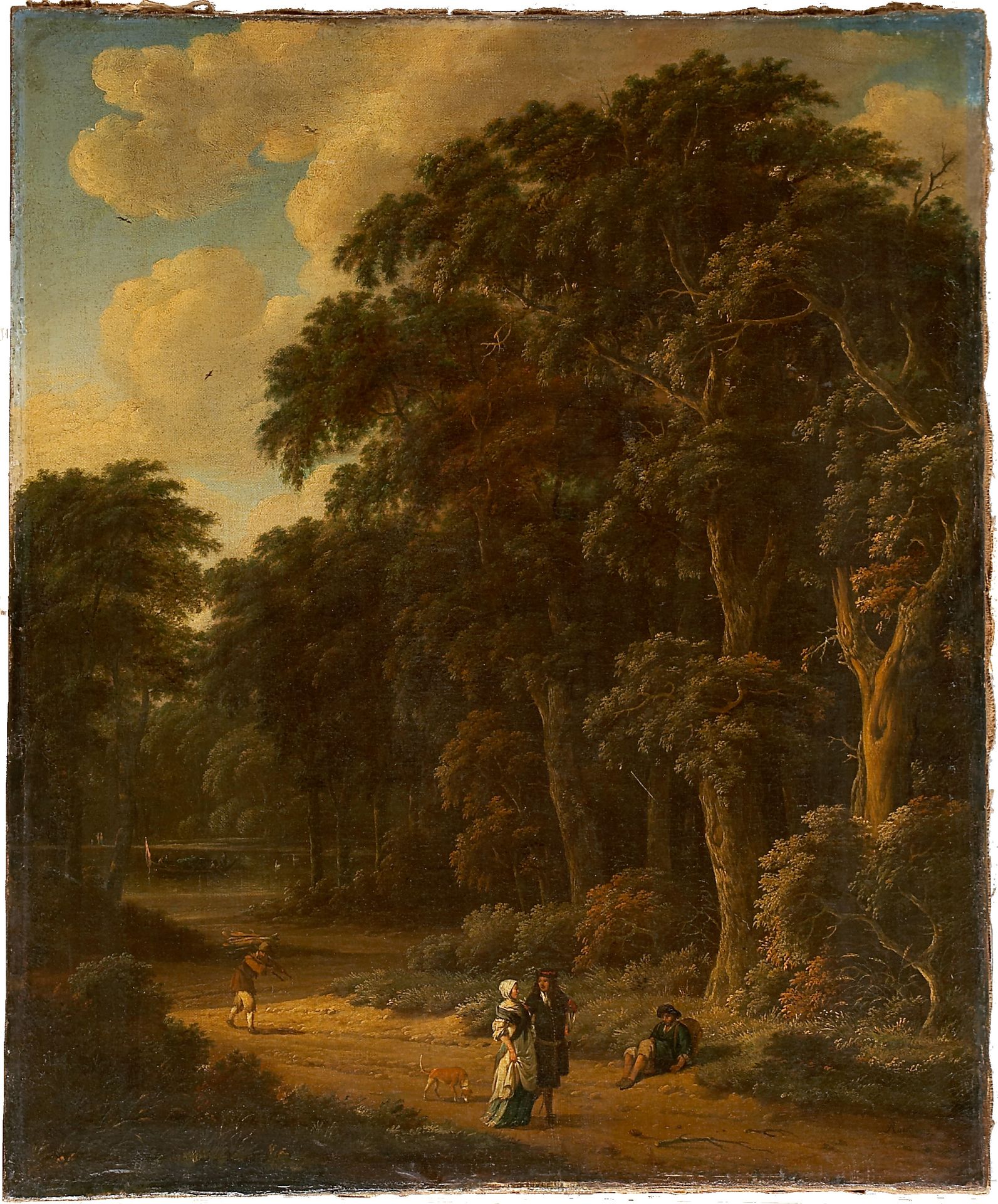 Forest Landscape with Forest Workers and People Strolling by Salomon Rombouts