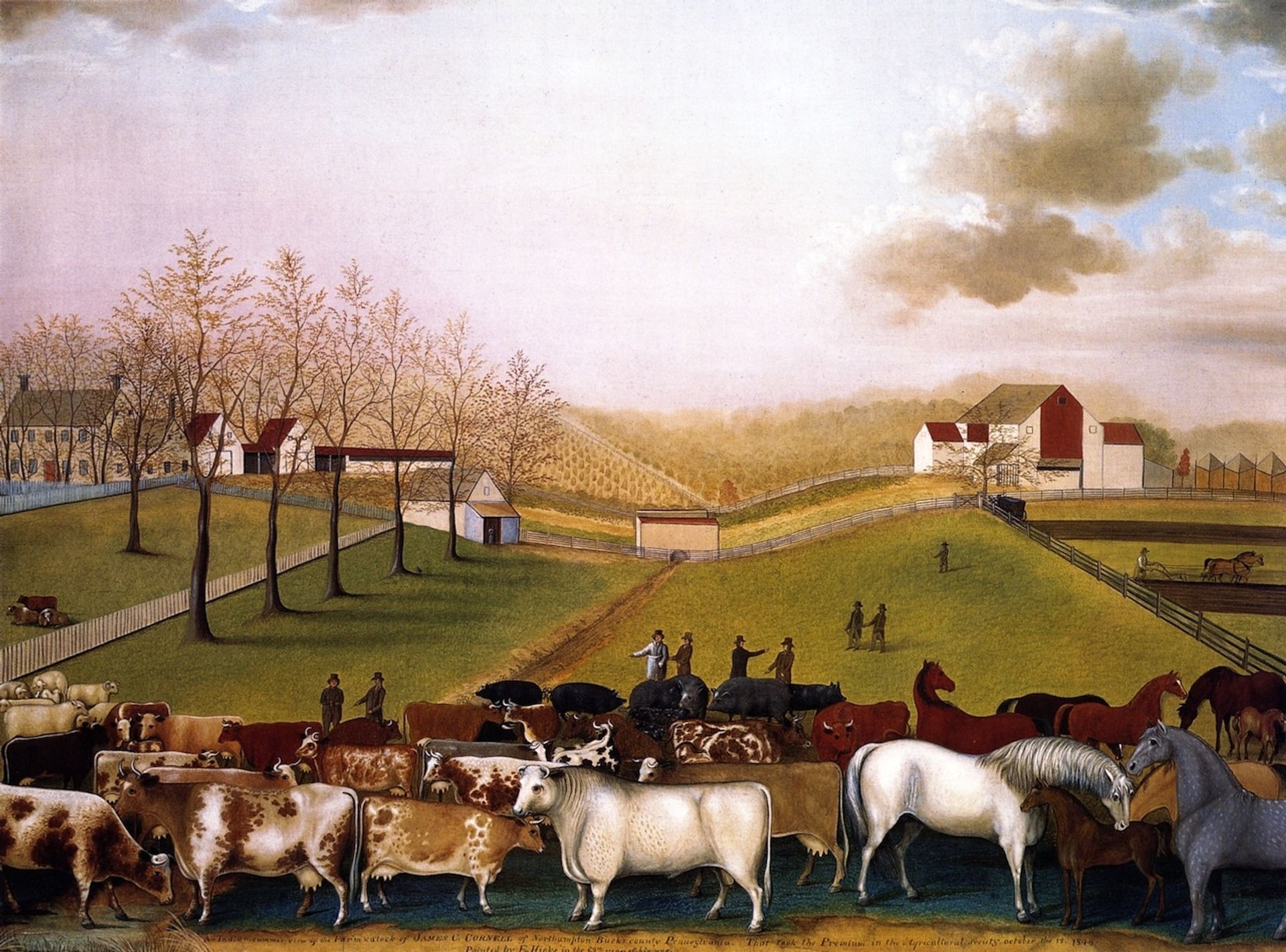 An Indian Summer View of the Farm & Stock of James C. Cornell by Edward Hicks