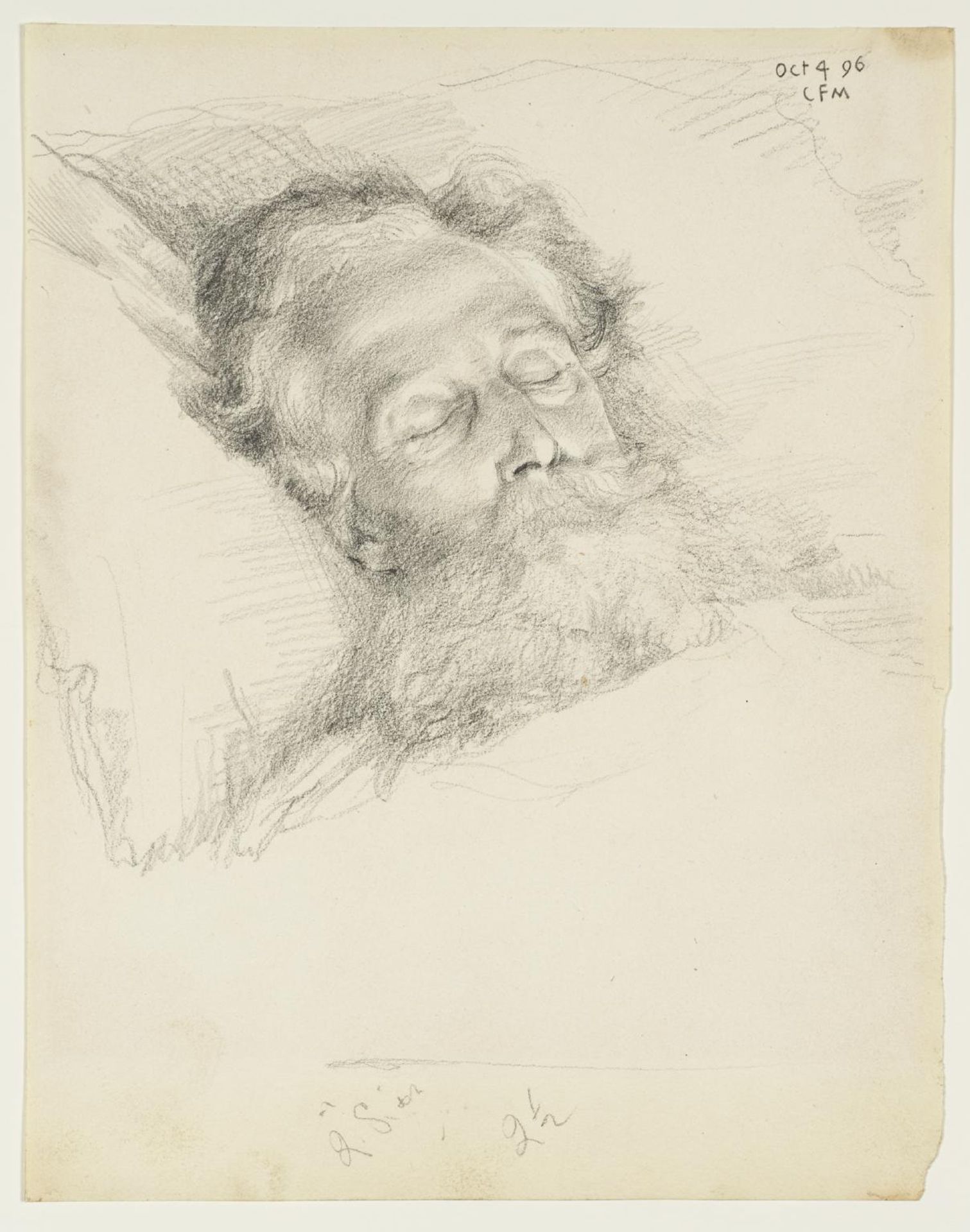 Study of William Morris on his Death-Bed by  Charles Fairfax Murray