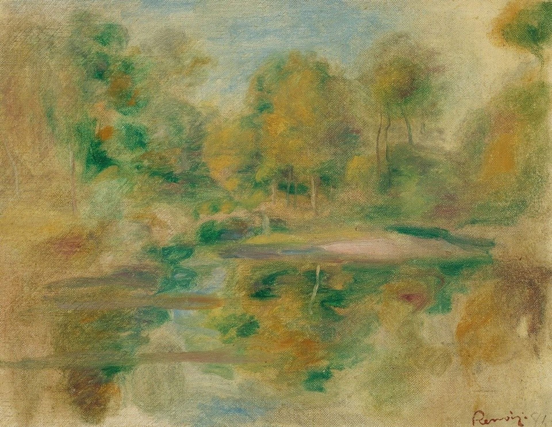 Paysage, Étang Et Fond D’arbres by Pierre-Auguste Renoir