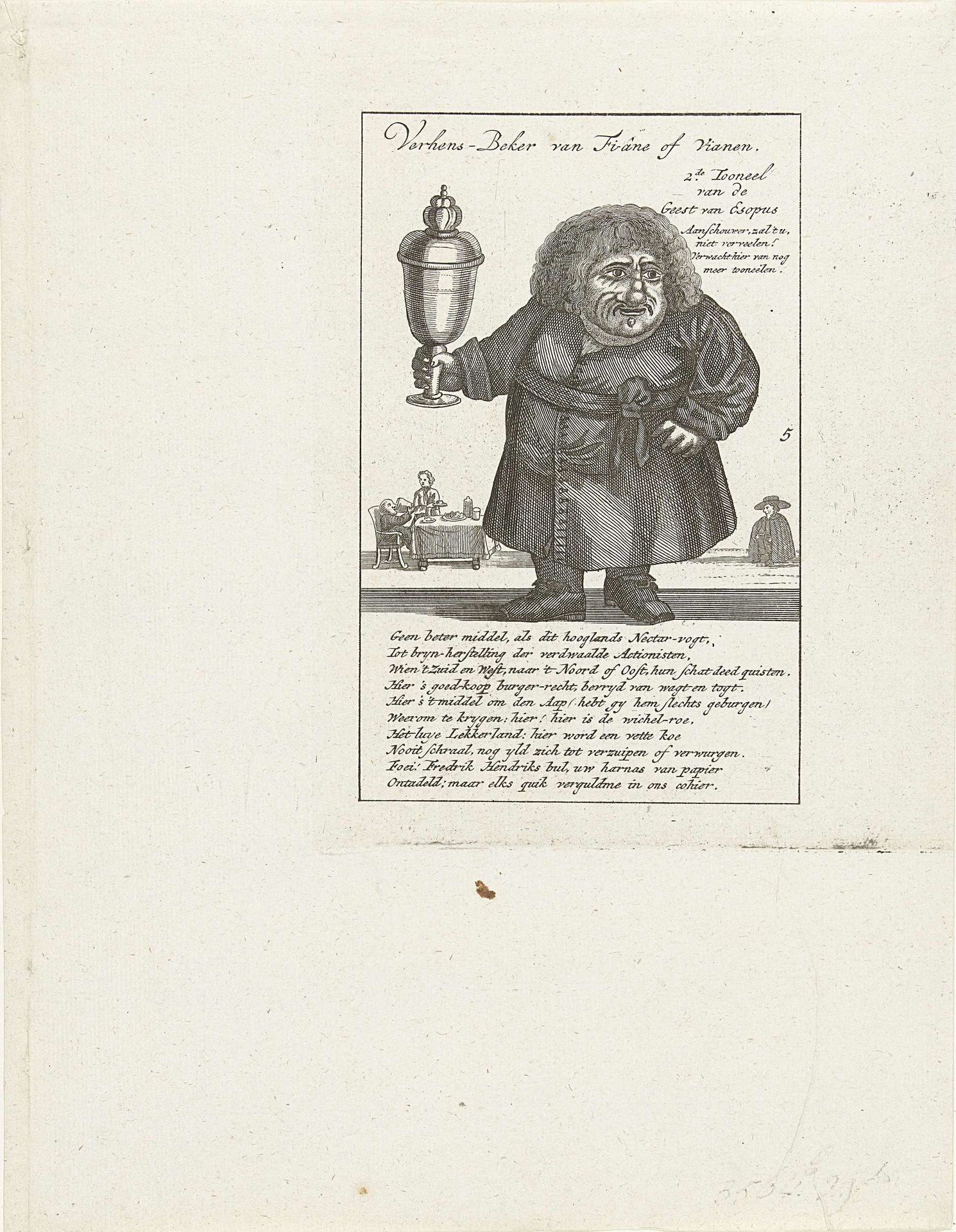 Karikatuur van dwerg en de windhandel, 1720 by Anonymous