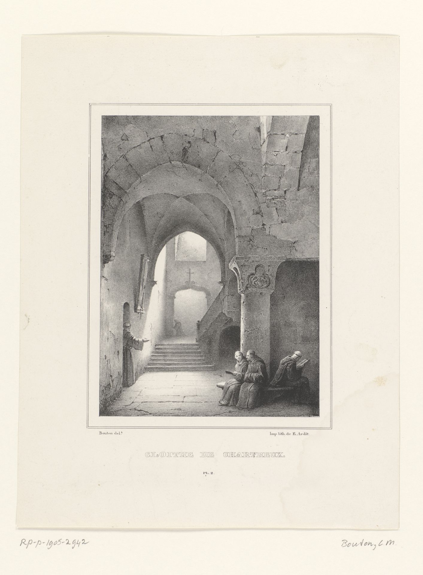 Kartuizers in een kloostergang by Charles Marie Bouton