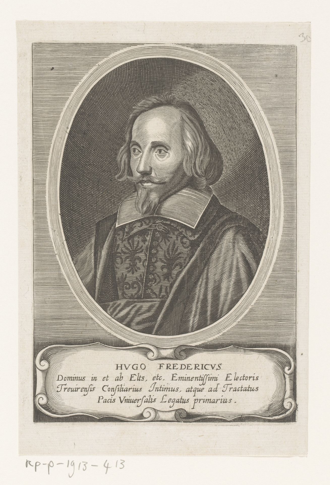 Portret van Hugo Friederich von Eltz by Matthäus (I) Merian