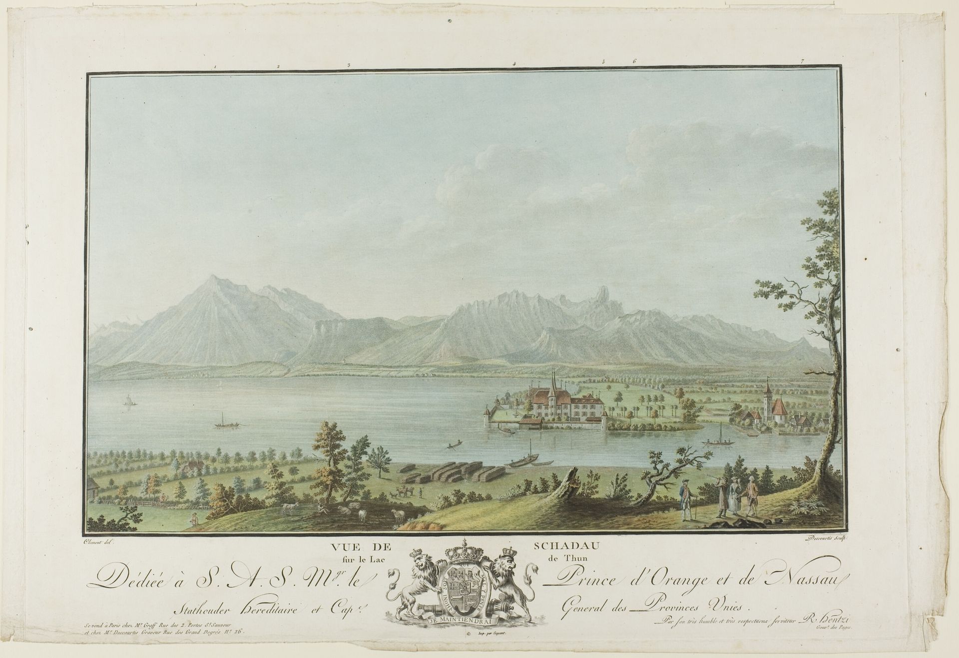 Vue de Schadau sur le Lac de Thun by Charles Melchior Descourtis