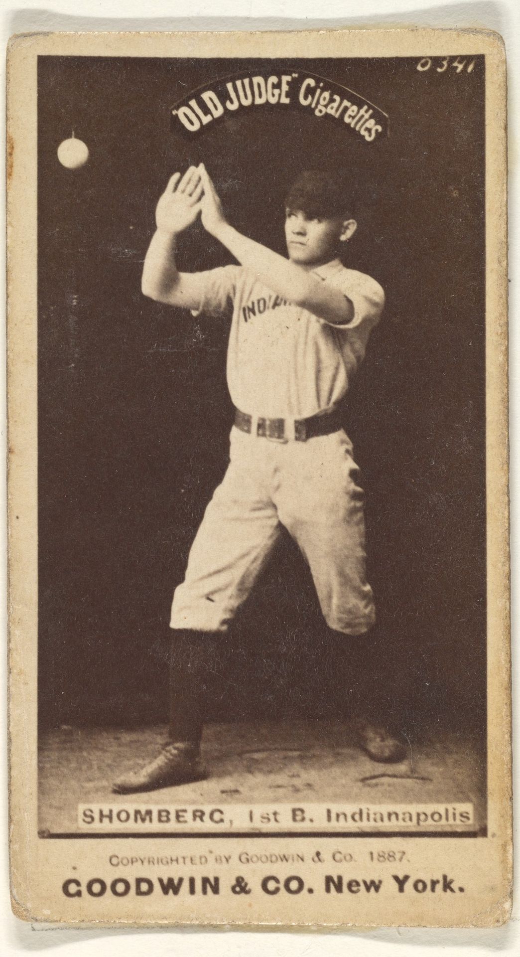 Shomberg, 1st Base, Indianapolis, from the Old Judge series (N172) for Old Judge Cigarettes by Goodwin & Company