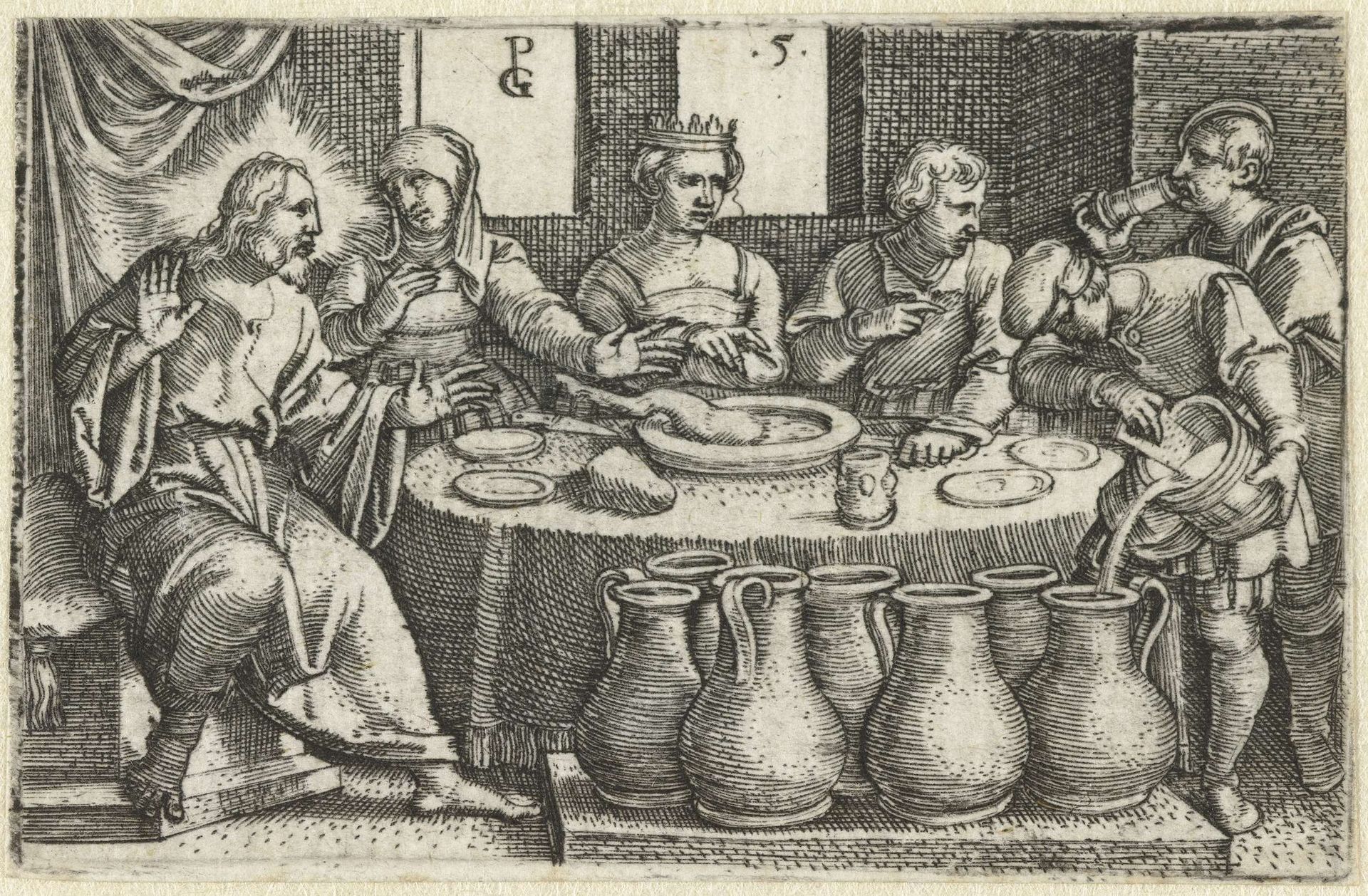 Bruiloft te Kana by Georg Pencz