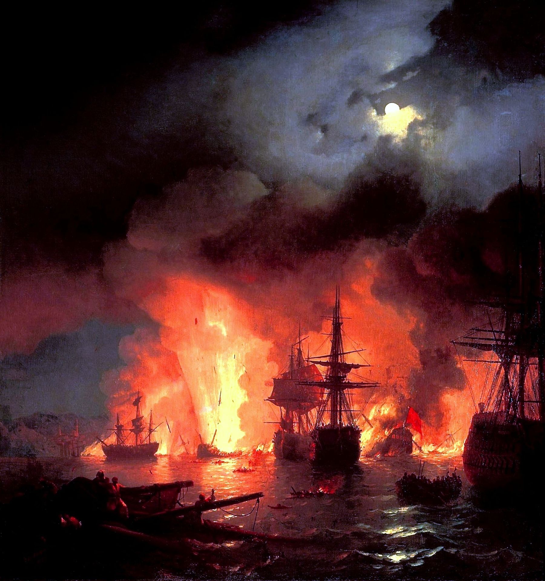 Battle of Cesme at Night by Ivan Konstantinovich Aivazovsky