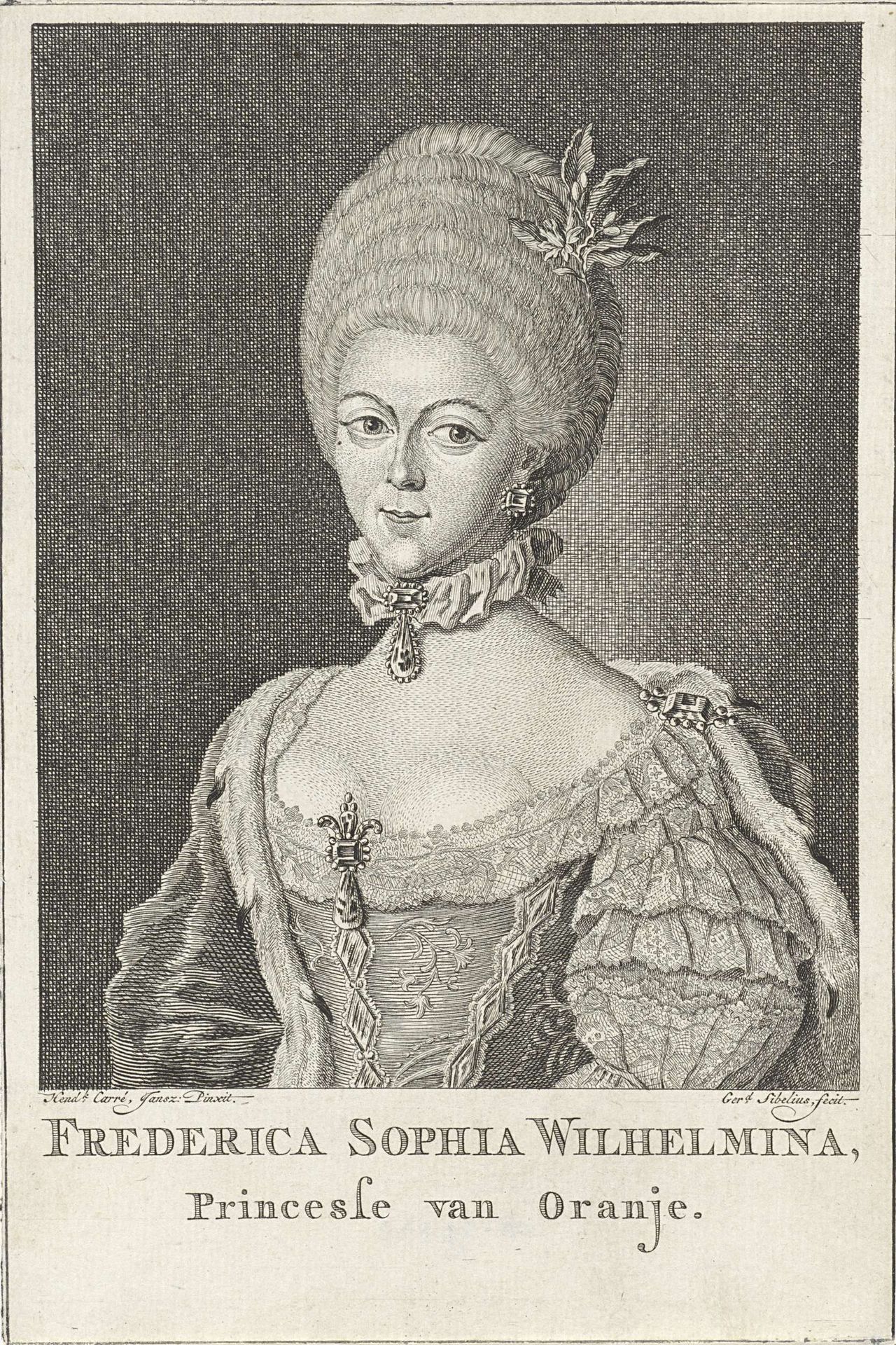 Portret van Wilhelmina van Pruisen (1751-1820) by Gerard Sibelius