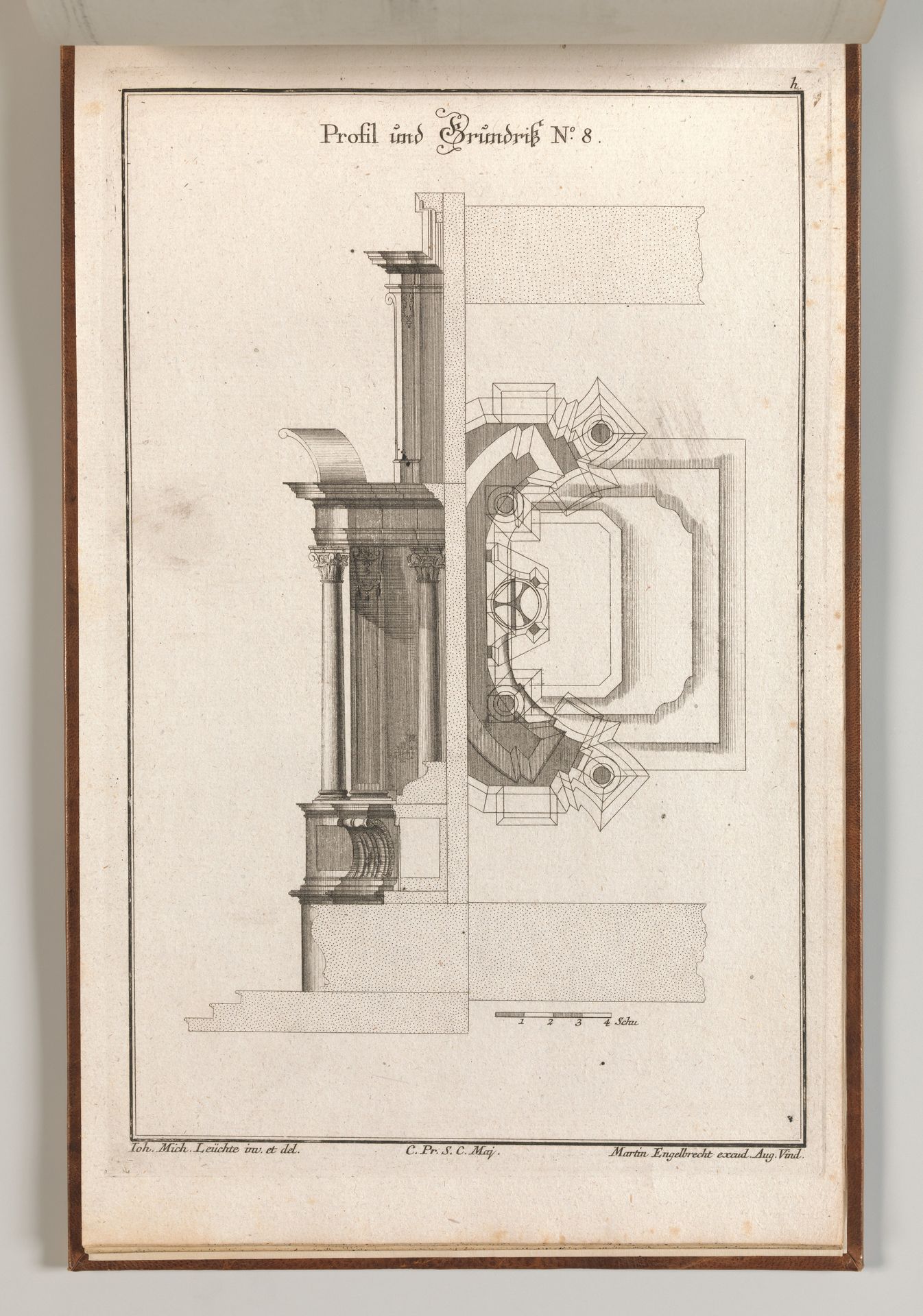 Floorplan and Side View of an Altar, Plate h (2) from 'Unterschiedliche Neu Inventierte Altäre mit darzu gehörigen Profillen u. Grundrißen.' by Johann Michael Leüchte