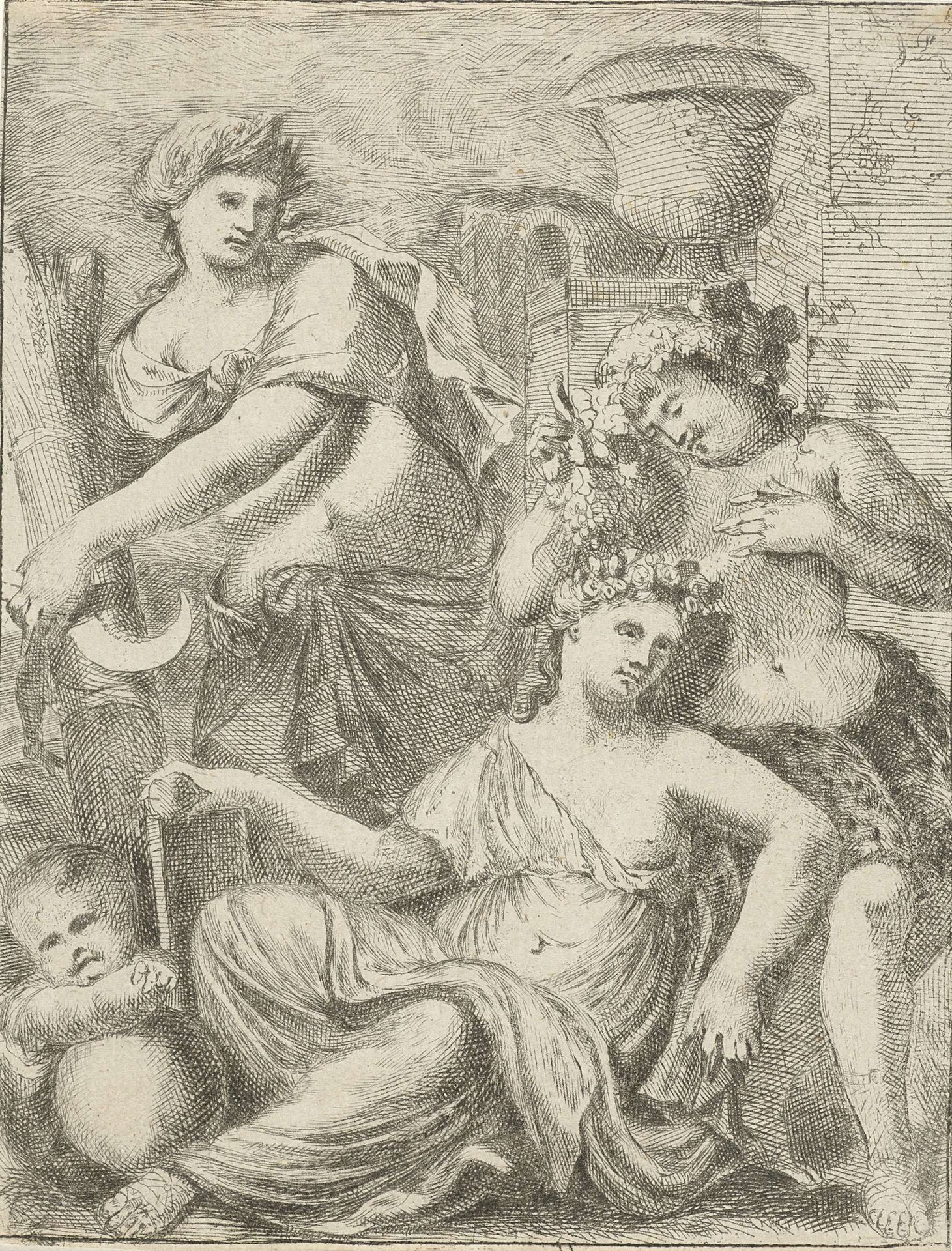 Ceres, Bacchus en Venus by Pieter van der (II) Plas