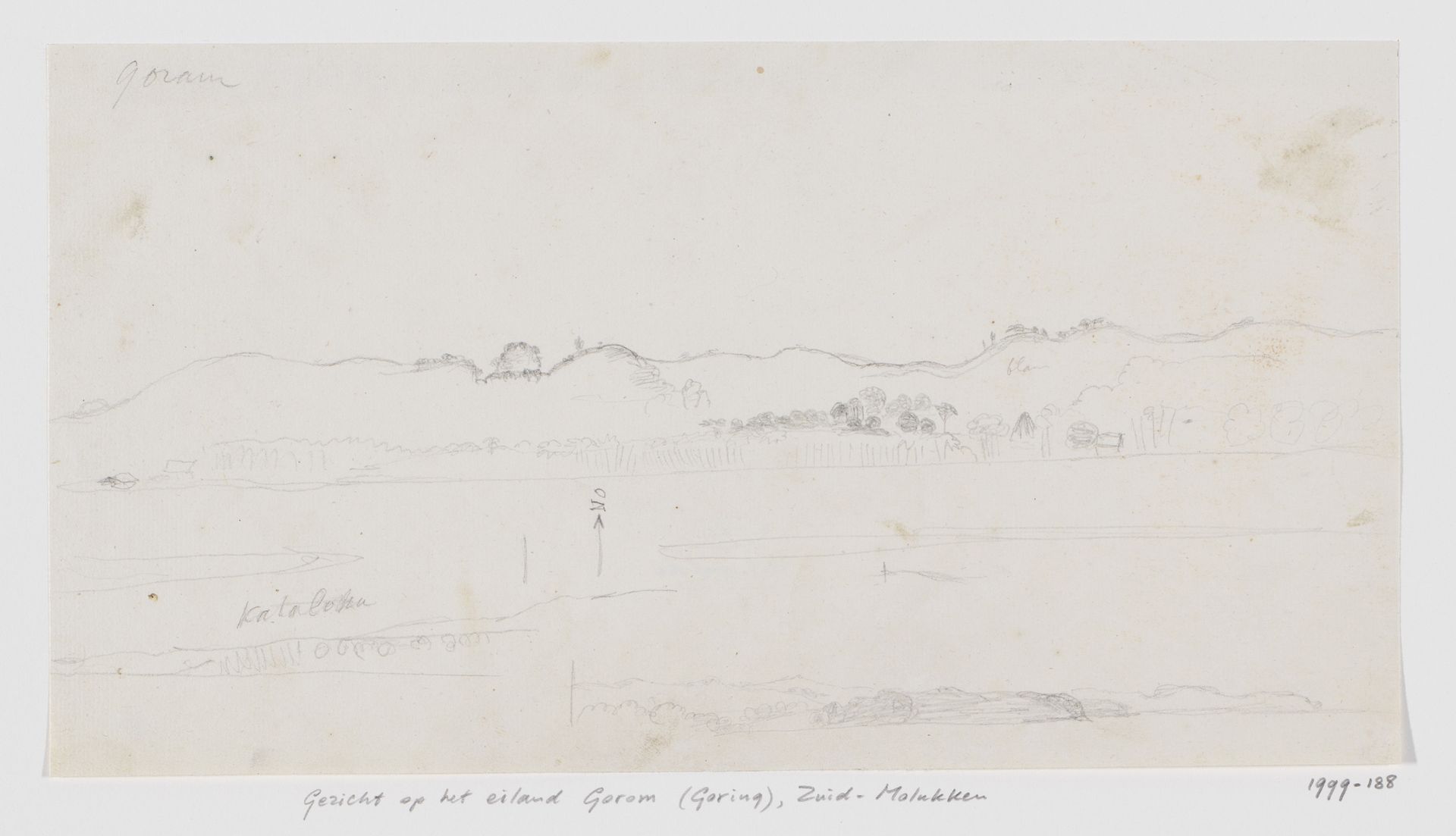 Gezicht op het eiland Gorom (of Gorong), Centraal-Molukken by Adrianus Johannes Bik