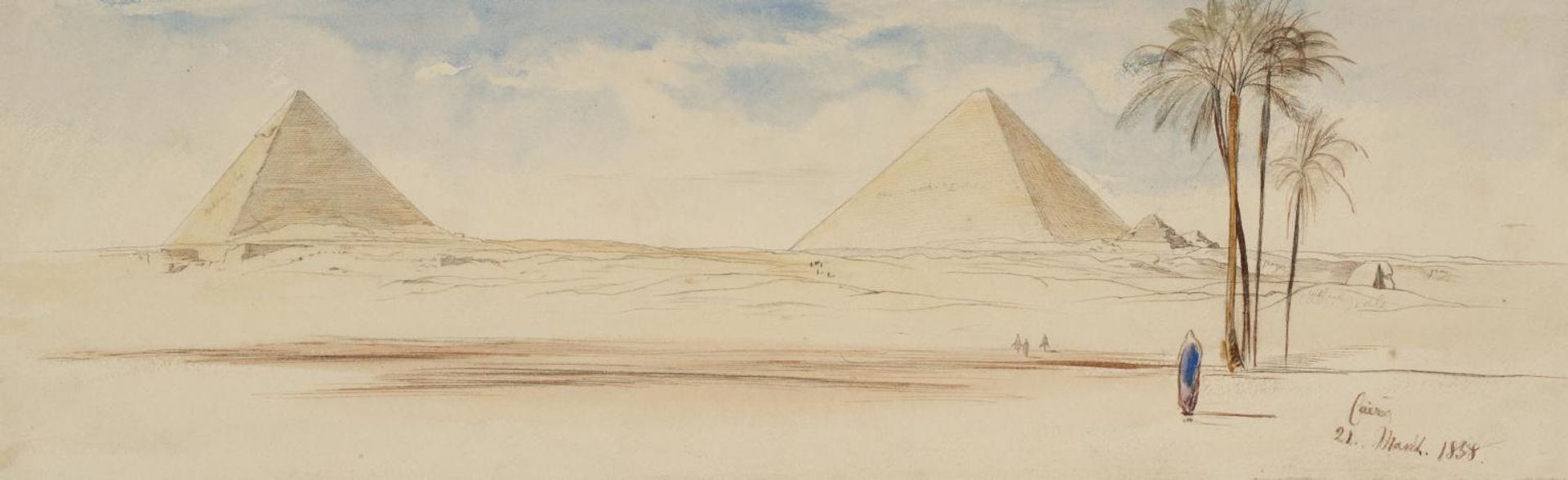 The Pyramids with the Sphinx and Palms by Edward Lear