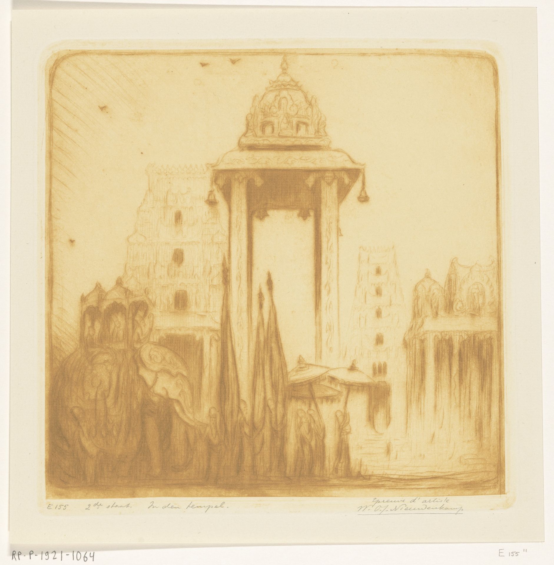 Binnenhof van een tempel in Brits-Indië by Wijnand Otto Jan Nieuwenkamp
