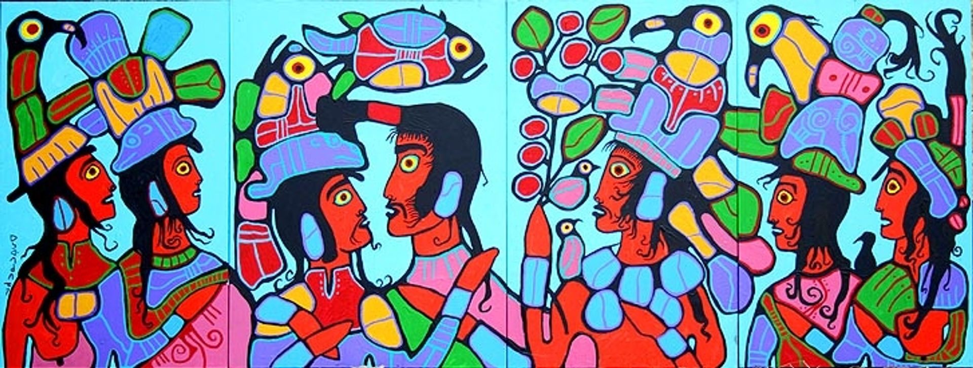 The Shaman and His Apprentice and Five Wives by Norval Morrisseau