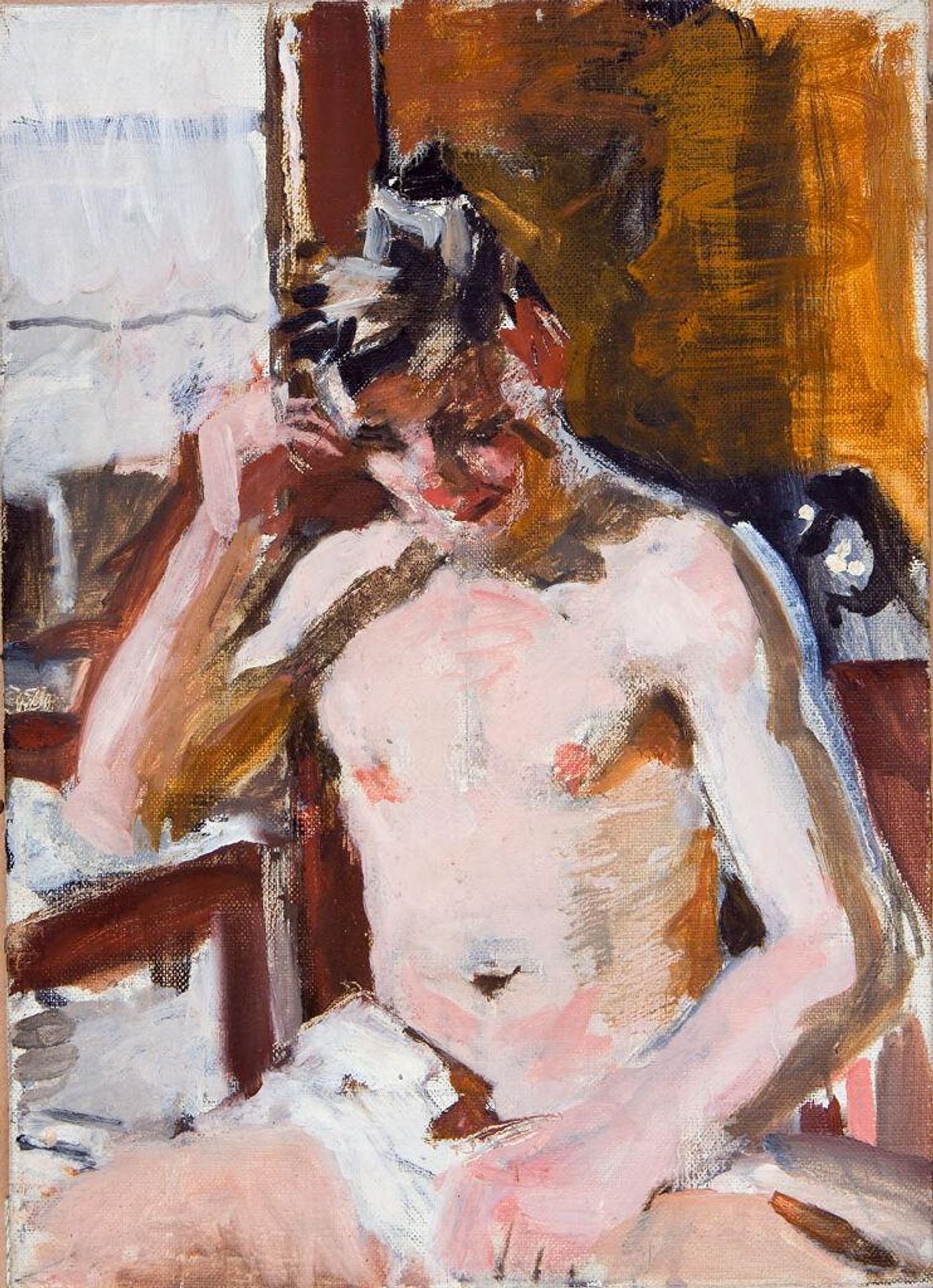 Portrait of a Young Man with Hand on Head by Denman Waldo Ross