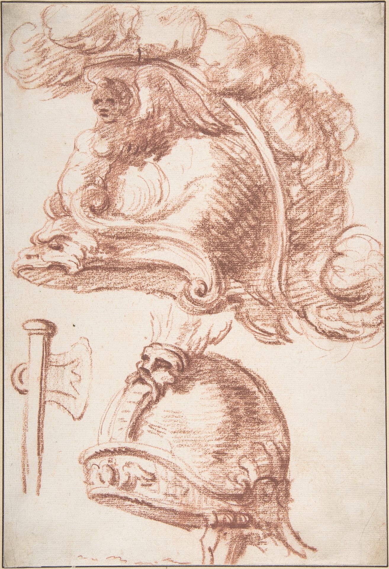 Two Studies of Plumed Helmets by Anonymous