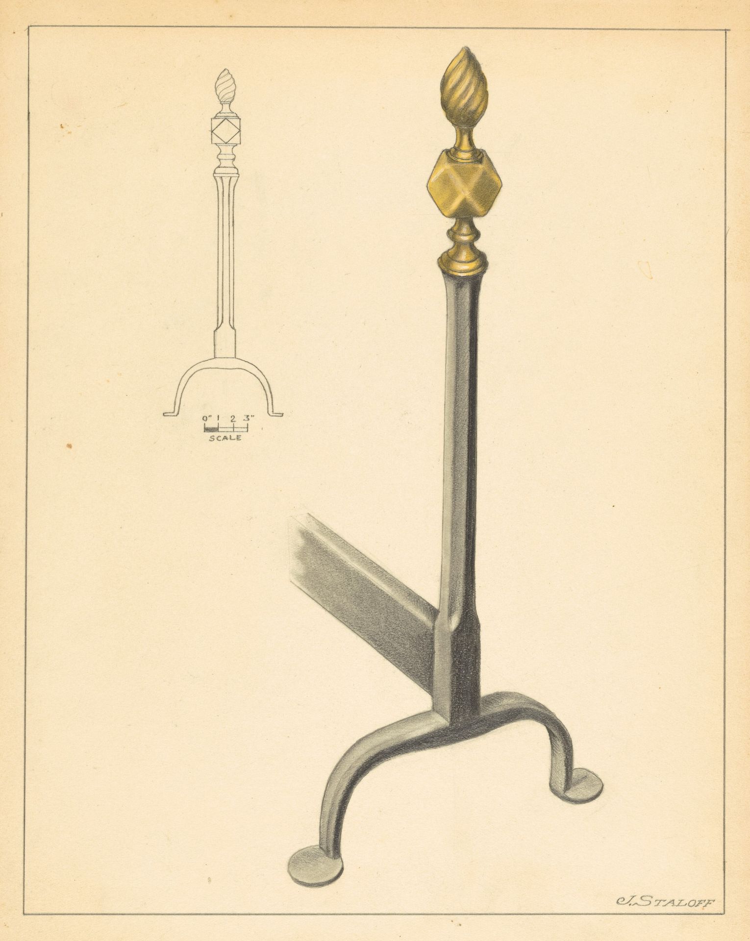 Andiron (one of pair) by Jack Staloff