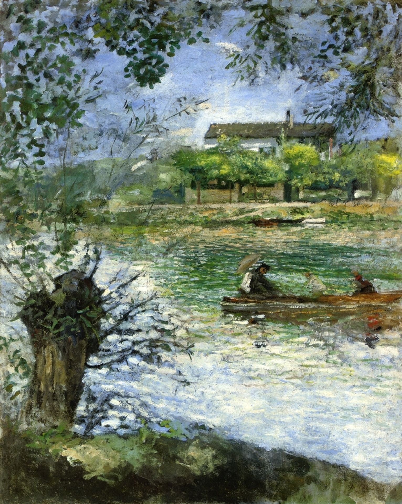 Willows and Figures in a Boat by Pierre-Auguste Renoir