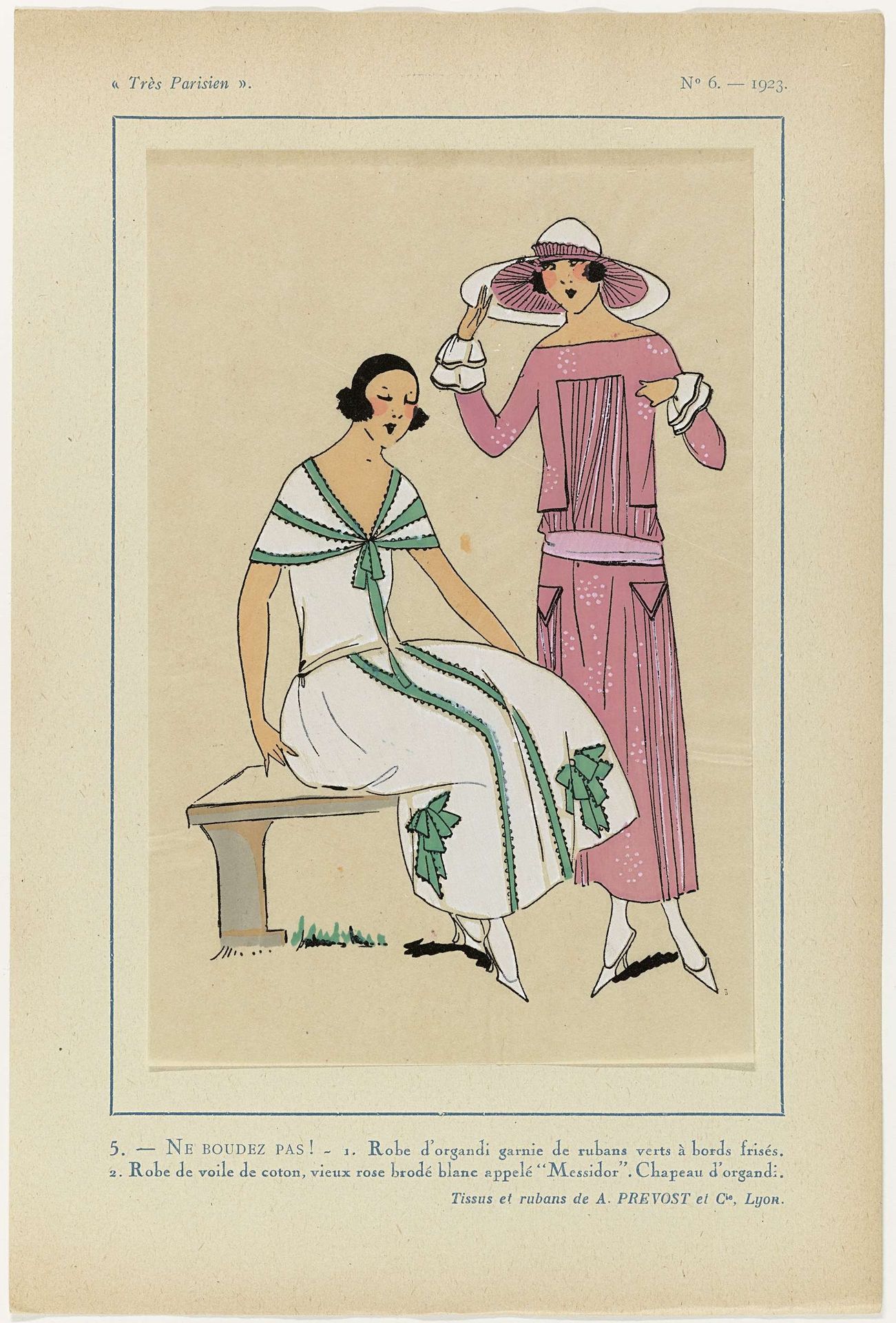 Très Parisien, 1923, No 6: 5.- NE BOUDEZ PAS ! - 1. Robe d'organdi... by Anonymous