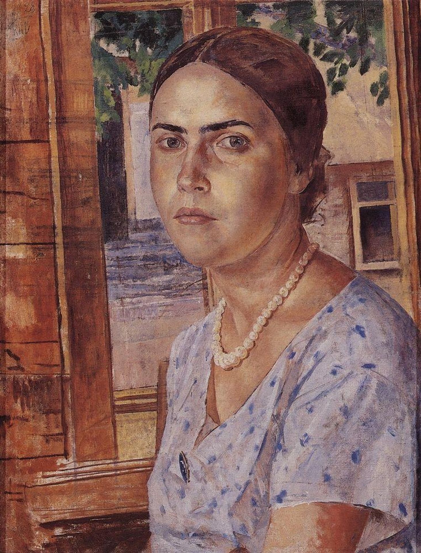 The girl at the window by Kuzma Petrov-Vodkin