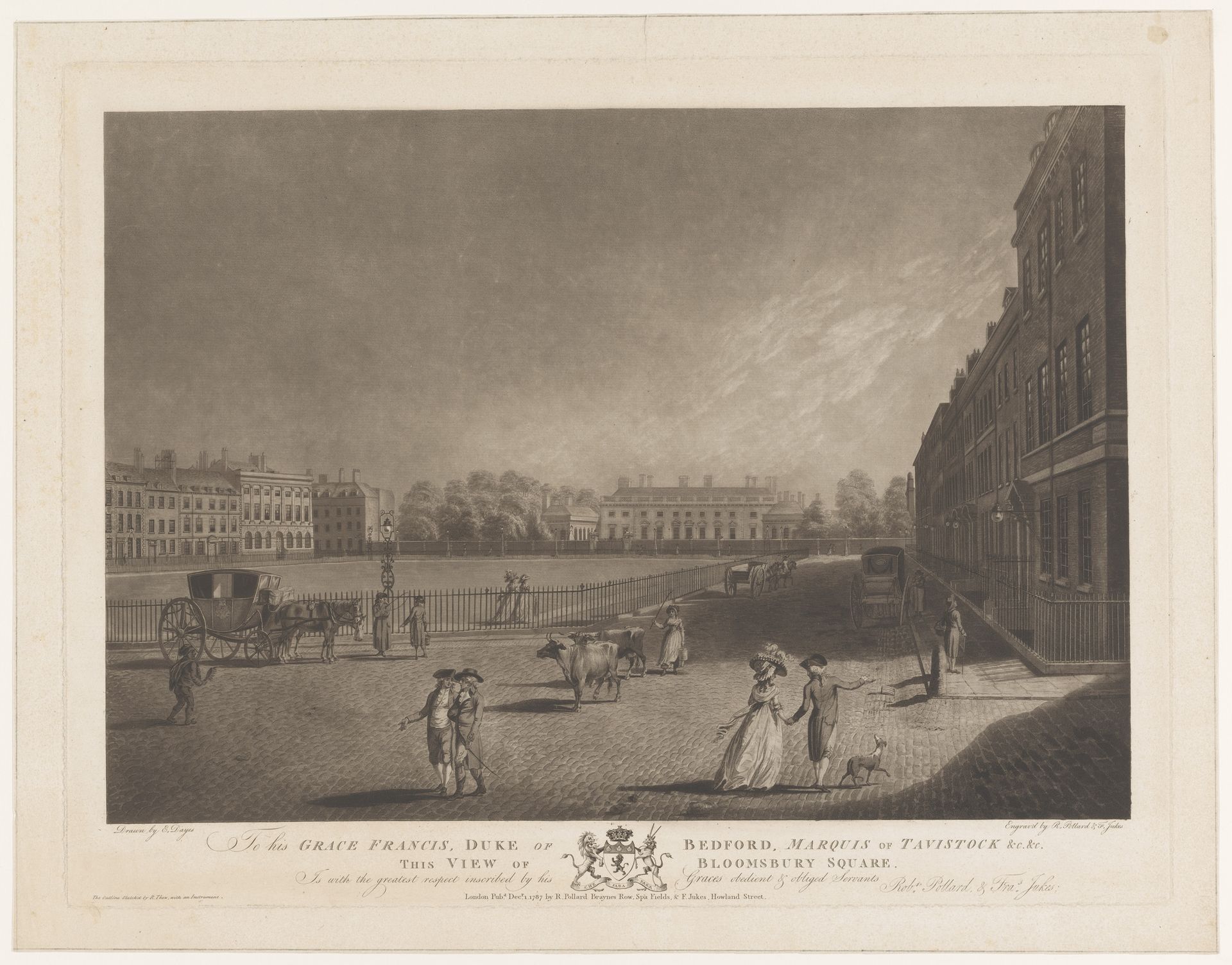 Gezicht op Bloomsbury Square by Robert (I) Pollard