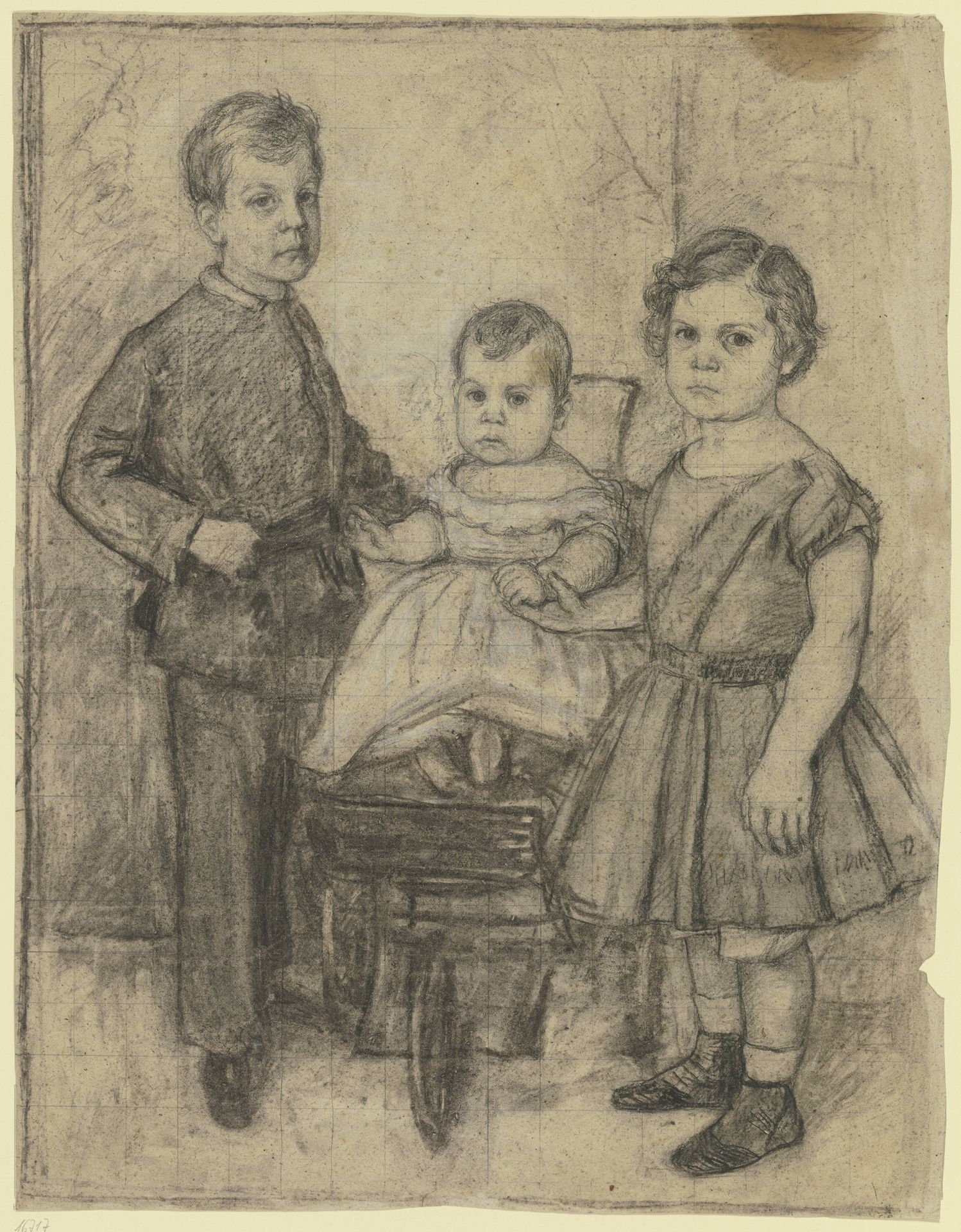 Gruppenporträt dreier Geschwister by Otto Scholderer